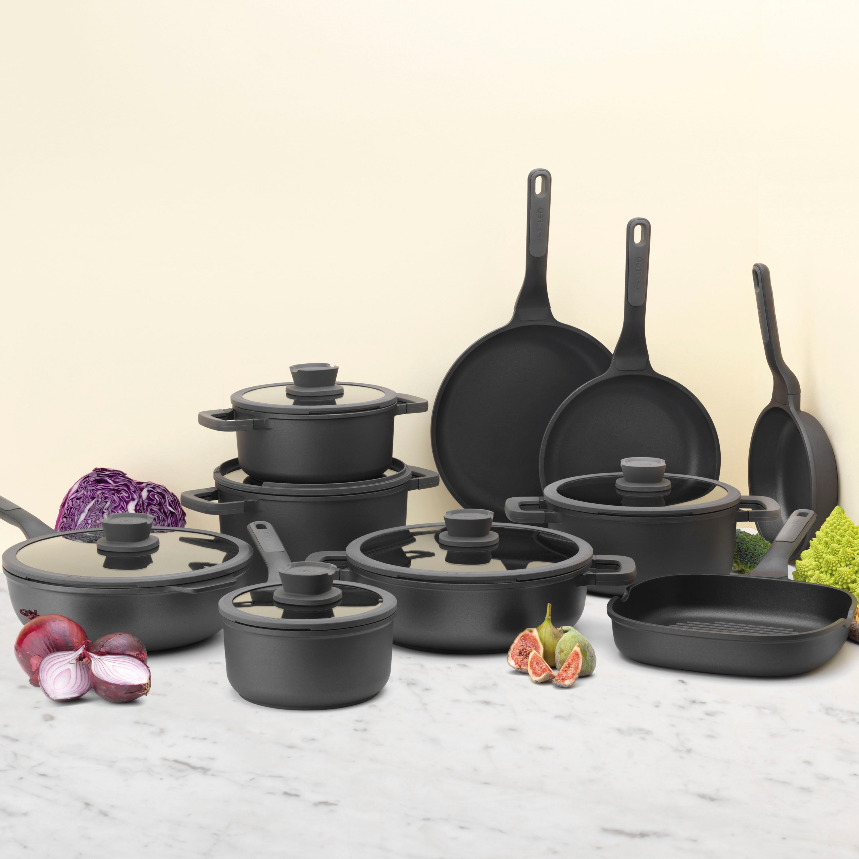 BergHOFF Leo Stone+ Nonstick Ceramic 11-Inch Sauté Pan with Lid - 5 Quart, 2 Handles, Recycled Aluminum - Perfect for Frying, Searing & Simmering - Oven & Dishwasher Safe Cookware for Home Chefs