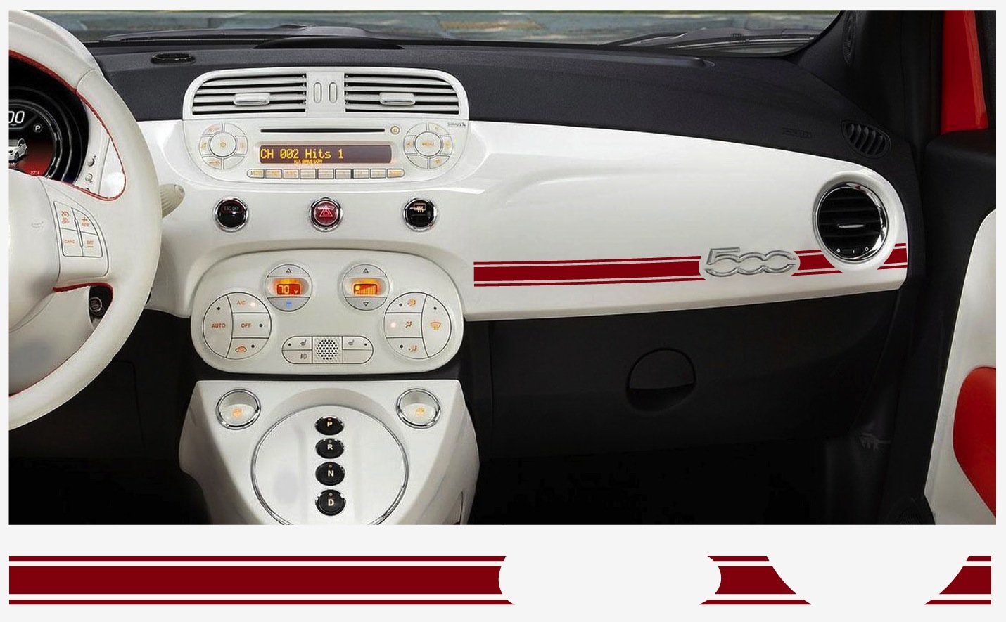 500 Dashboard Decal Stickers - 2 Pack Red Car Interior Accessories for Windshield, Dashboard & Windows - Perfect for Car, Truck & SUV Decoration