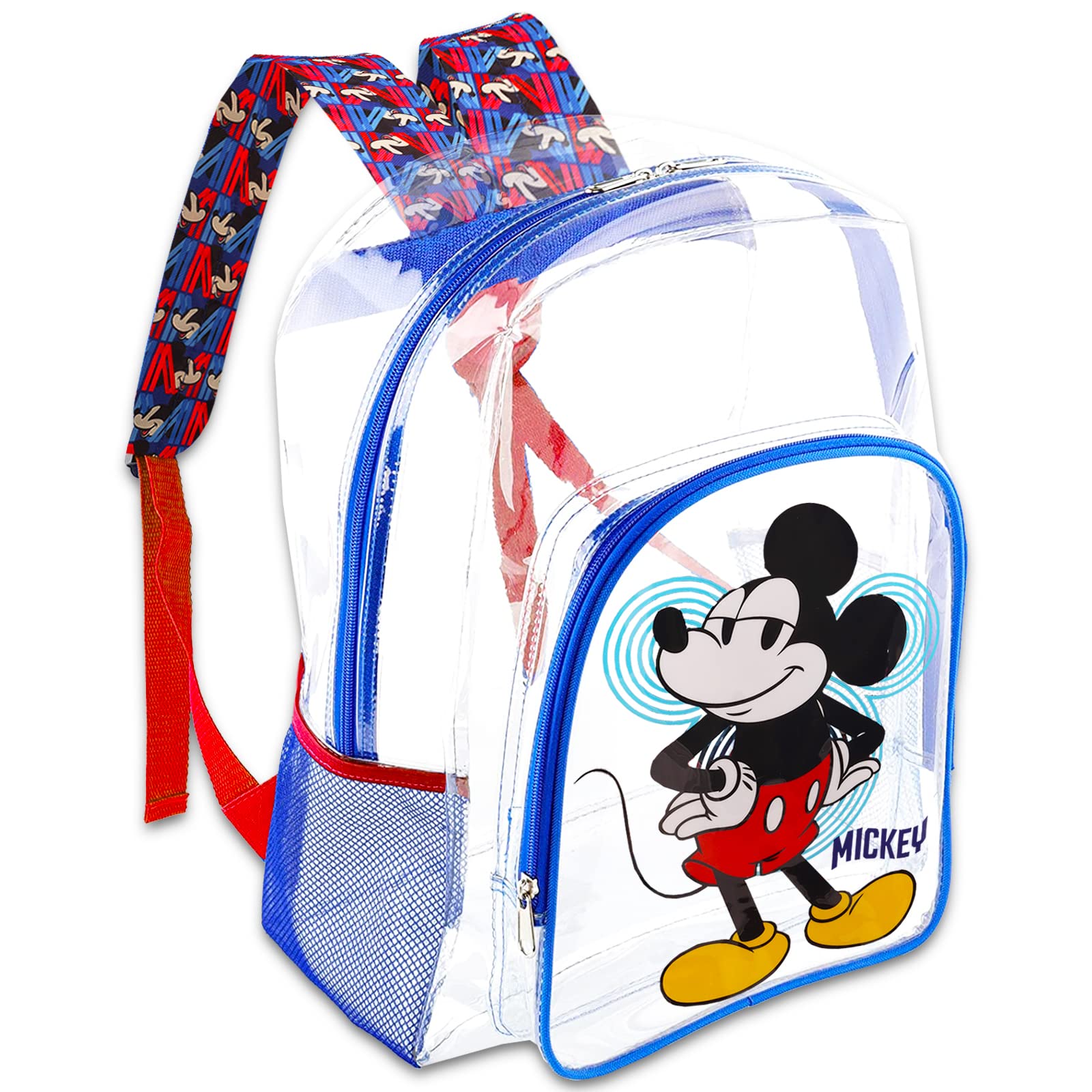 Mickey Mouse Clear Backpack for Boys 8-12 Years Old | 16 Inch Transparent School Backpack with Mickey Stickers | Perfect for School, Travel, and Disney Theme Parks