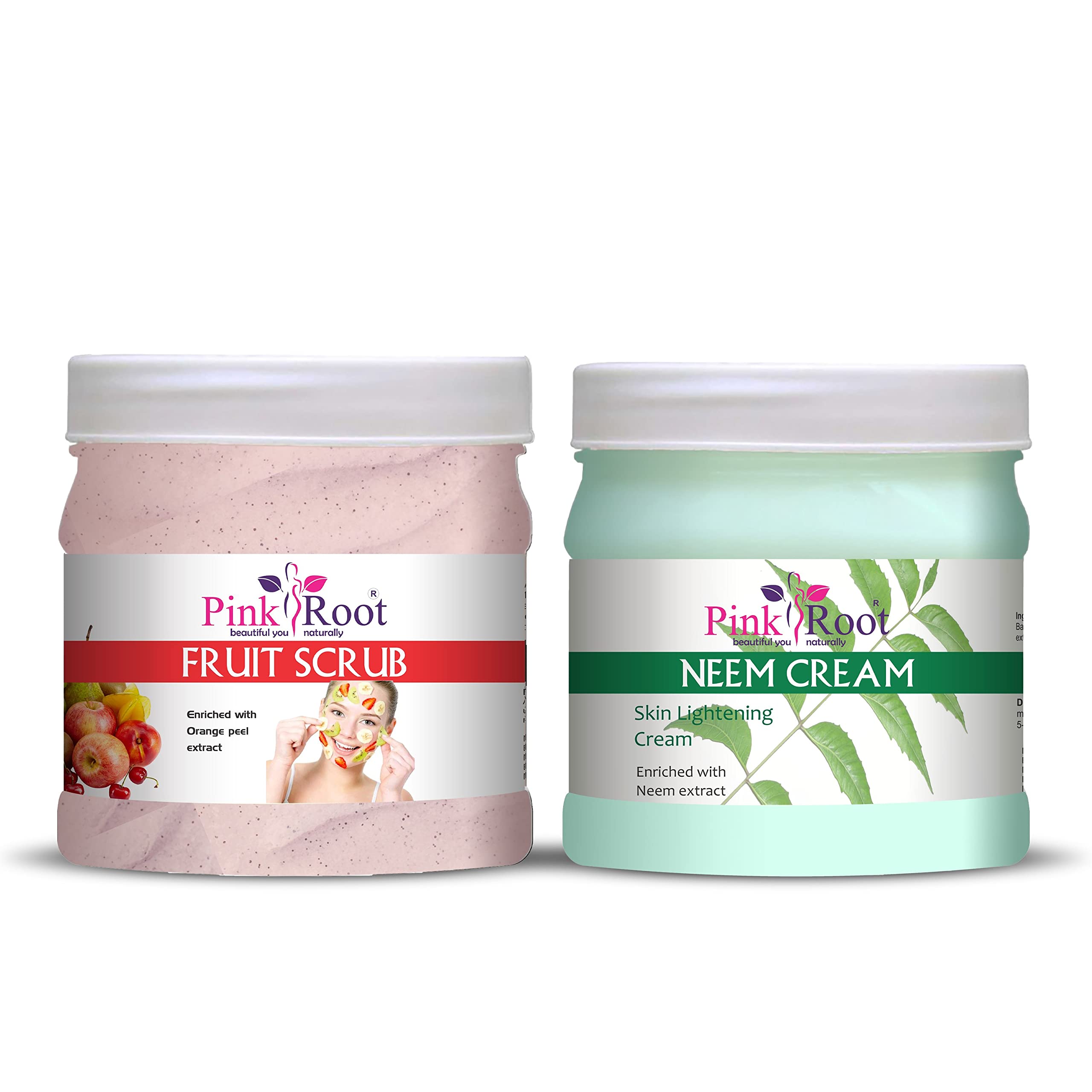 Organic Pink Root & Neem Facial Scrub & Cream Set - 500gm Each | Natural Exfoliating & Moisturizing Combo for Glowing Skin | Perfect for Daily Skincare Routine & Spa Treatments