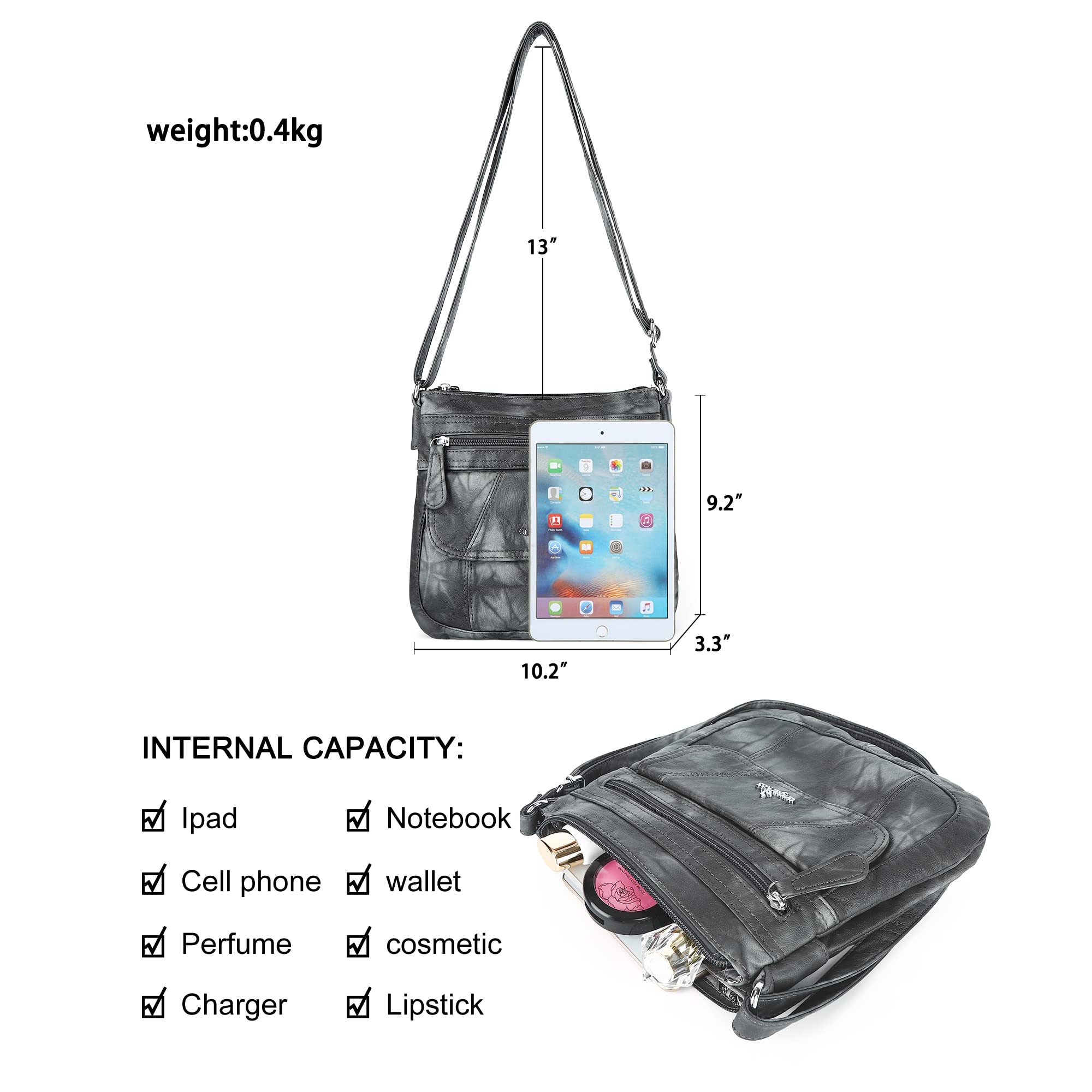 Angelkiss Small Leather Crossbody Bag for Women - Adjustable Shoulder Strap Hobo Purse - Perfect for Travel, Shopping & Everyday Use