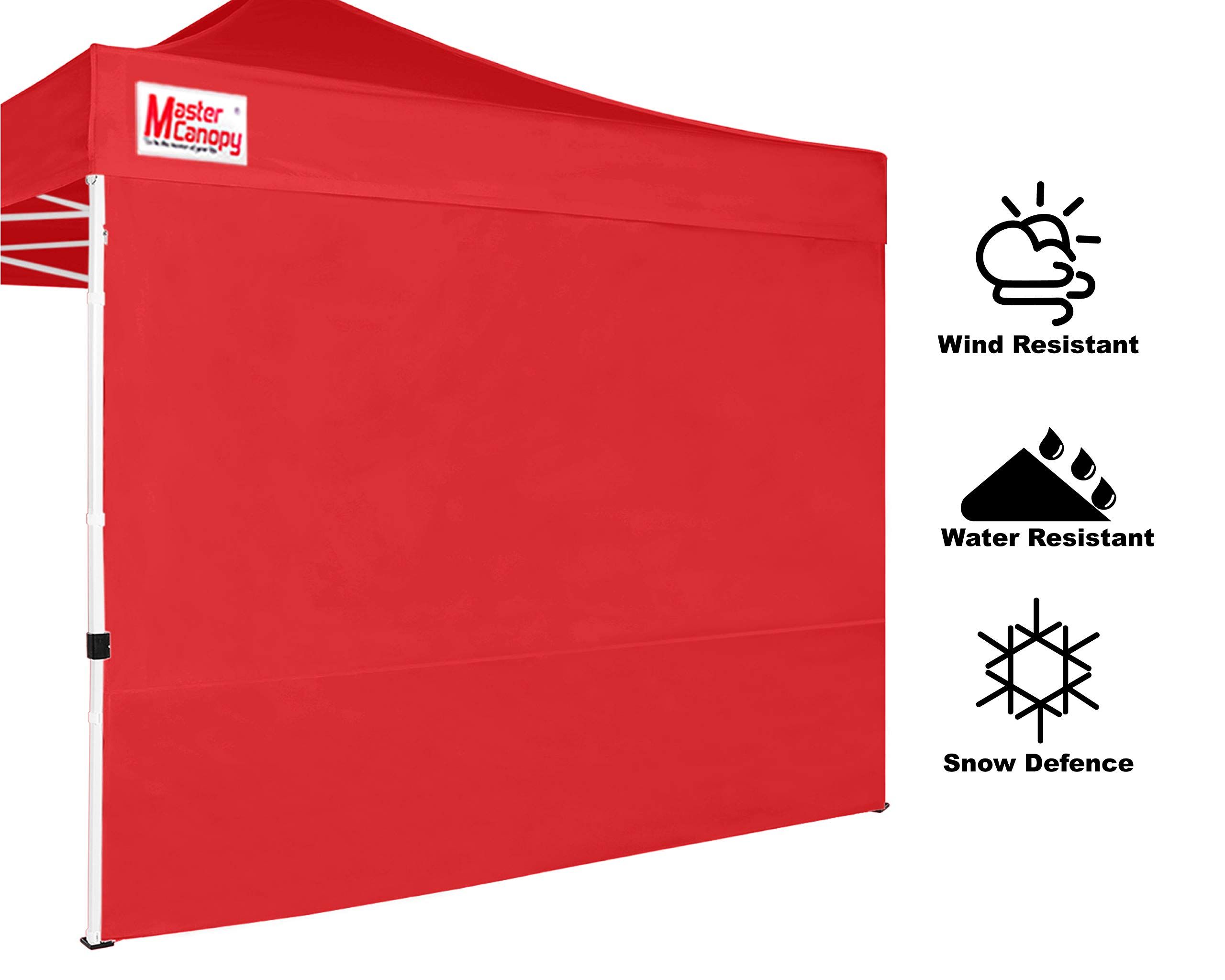 MASTERCANOPY Instant Canopy Tent Sidewall for 10x10 Pop Up Canopy - Waterproof & UV Protection - 1 Piece Red - Perfect for Outdoor Events, Camping, and Beach Parties
