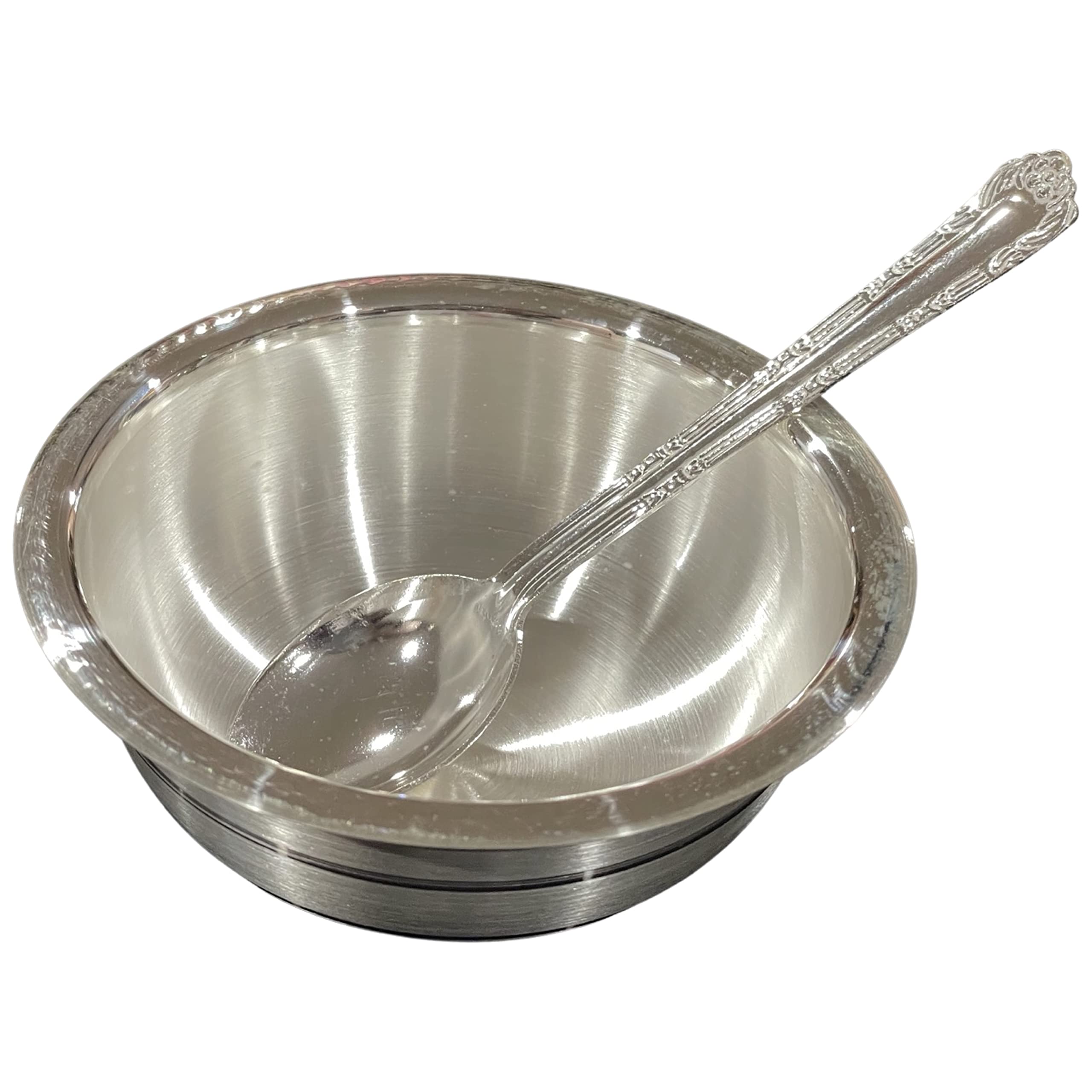 999 Pure Silver 3.75 Inch Bowl & Spoon Set - Elegant Dining Gift for Special Occasions, Perfect for Wedding, Anniversary & Luxury Home Decor