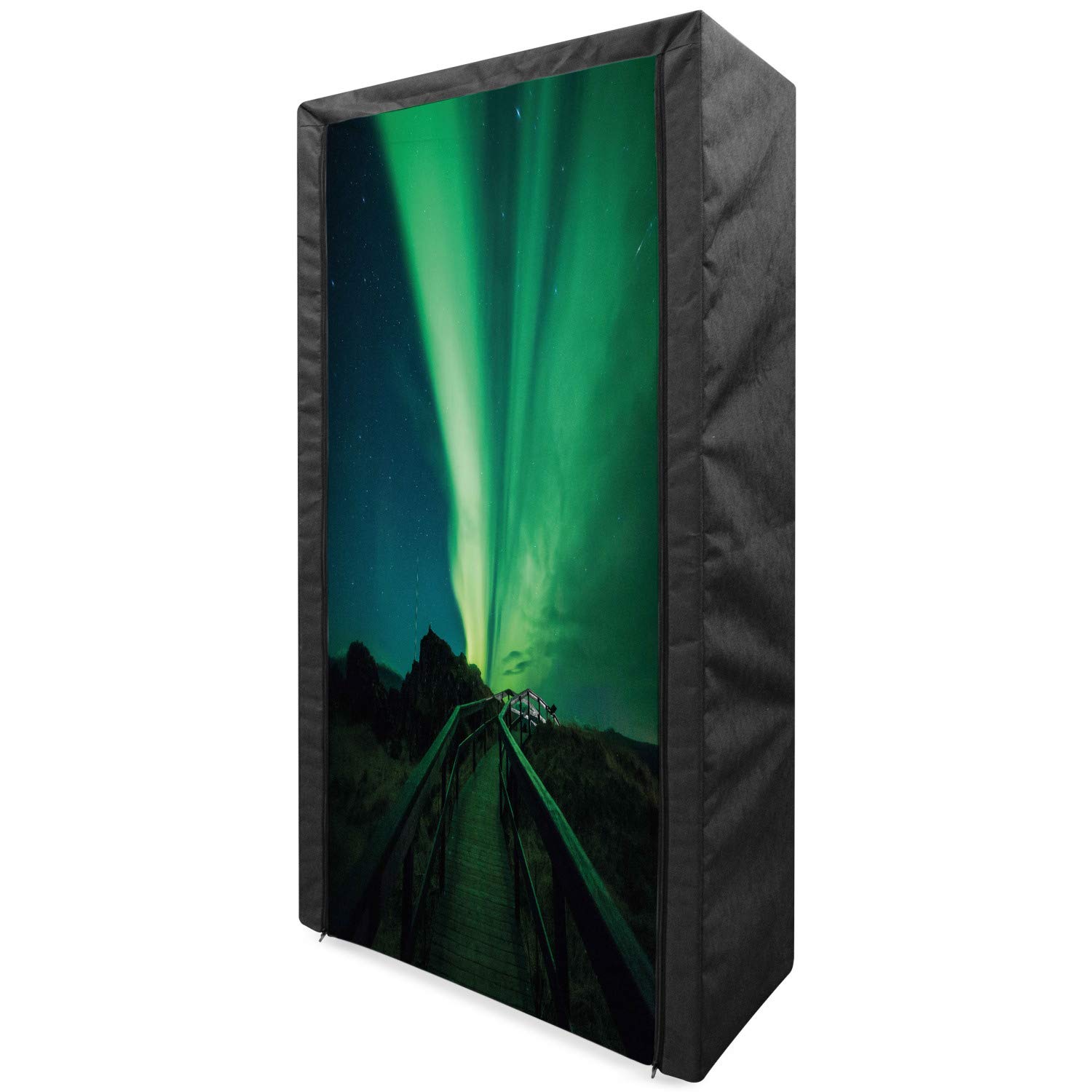 Ambesonne Aurora Borealis Portable Fabric Wardrobe with Shelves | 33.5