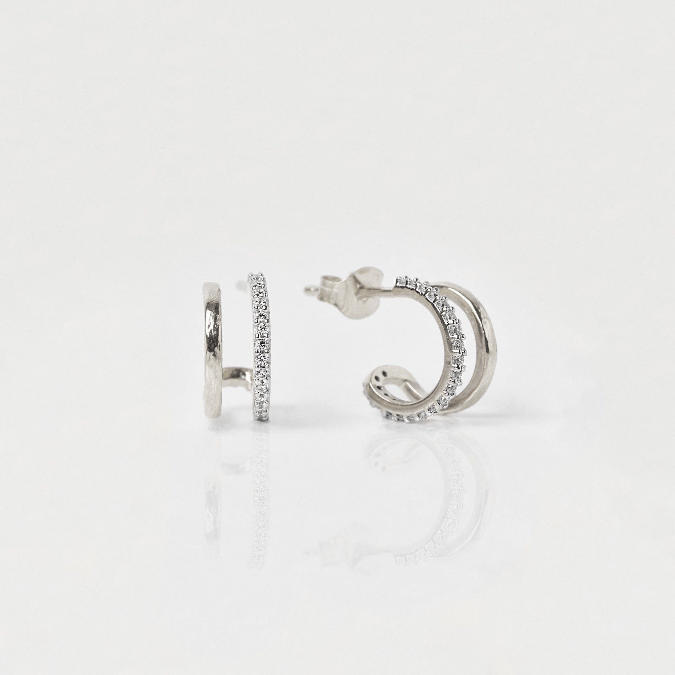 Celestial Pave Double Hoop Earrings - Sparkling Cubic Zirconia Dangle Earrings for Women | Perfect for Parties, Weddings & Evening Events
