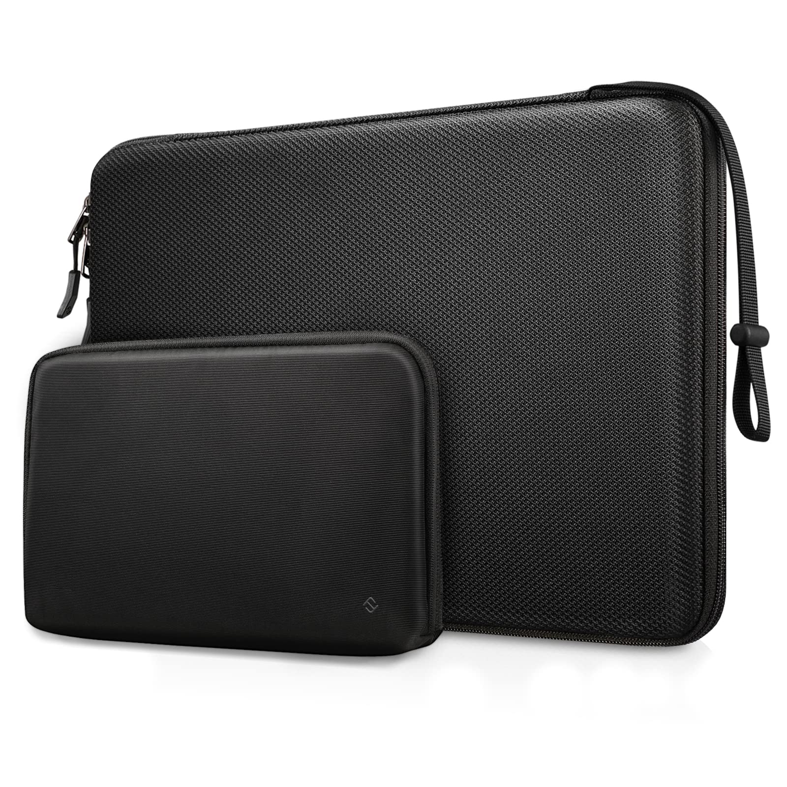 FINPAC 13-14 Inch Hard Laptop Sleeve with Accessory Pouch - Compatible with MacBook Air M4 2025/M3 2024, MacBook Pro M4/M3/M2 & Surface Laptop - Waterproof Protective Case (Black) - Perfect for Travel, Office & School Use