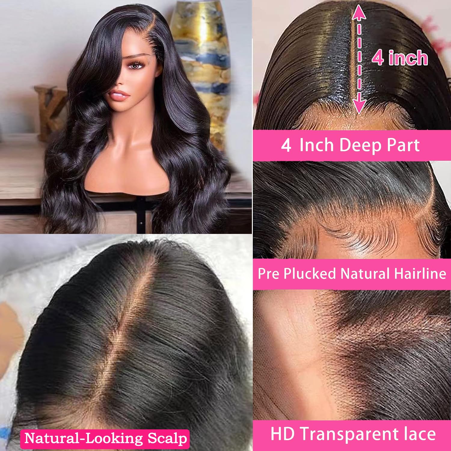 Brazilian Virgin Human Hair Lace Closure Wig 24