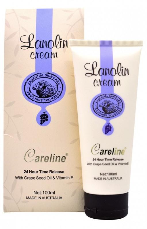Careline Lanolin Cream with Grape Seed Oil & Vitamin E - Ultra Moisturizing Hand & Body Lotion for Dry Skin - Perfect for Winter Care, Cracked Heels & Cuticle Treatment