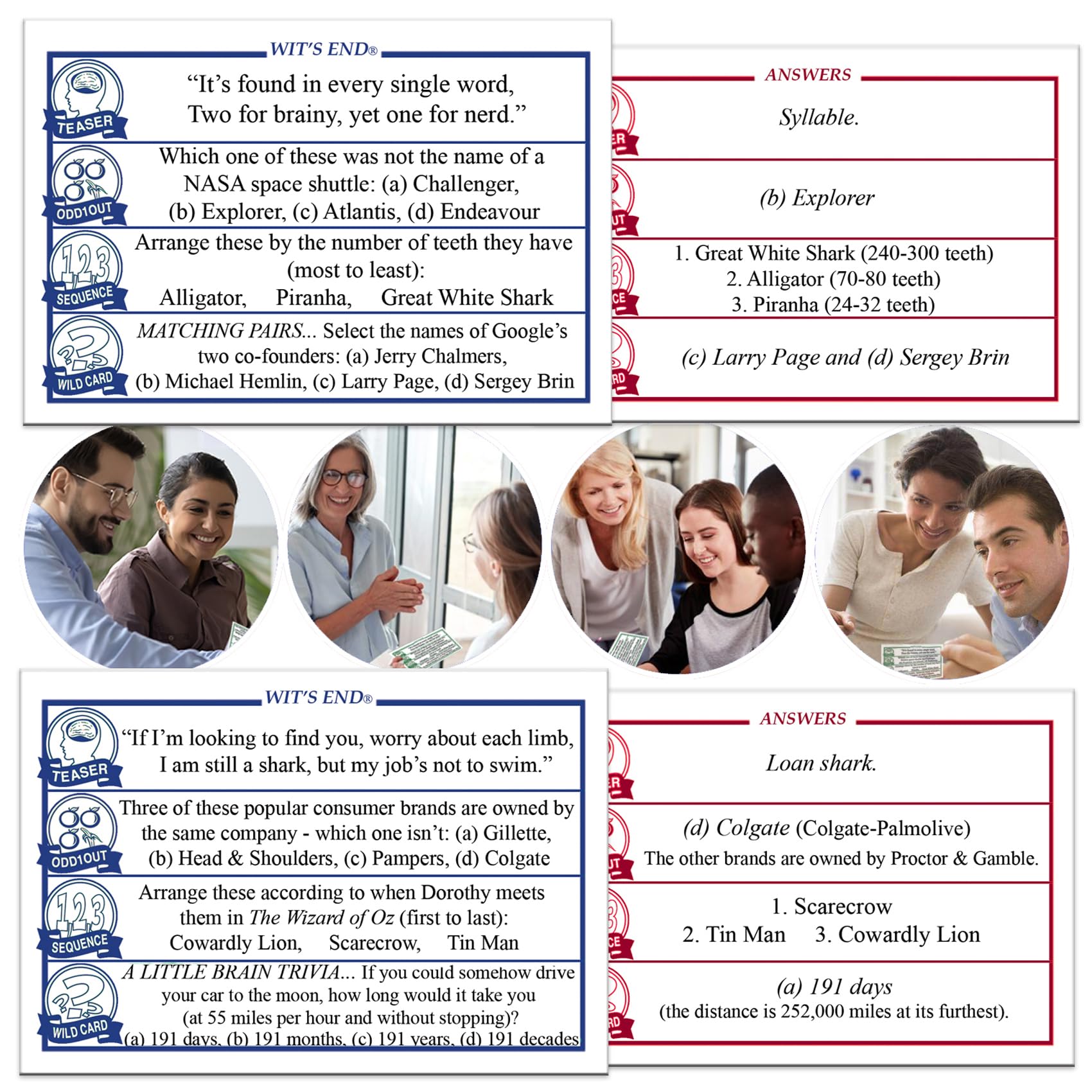 Wit's End, Matter of Fact, Stare & Wordplay - 4 Fun Adult Board Games Bundle for Game Nights | Perfect for Parties, Family Gatherings & Social Events