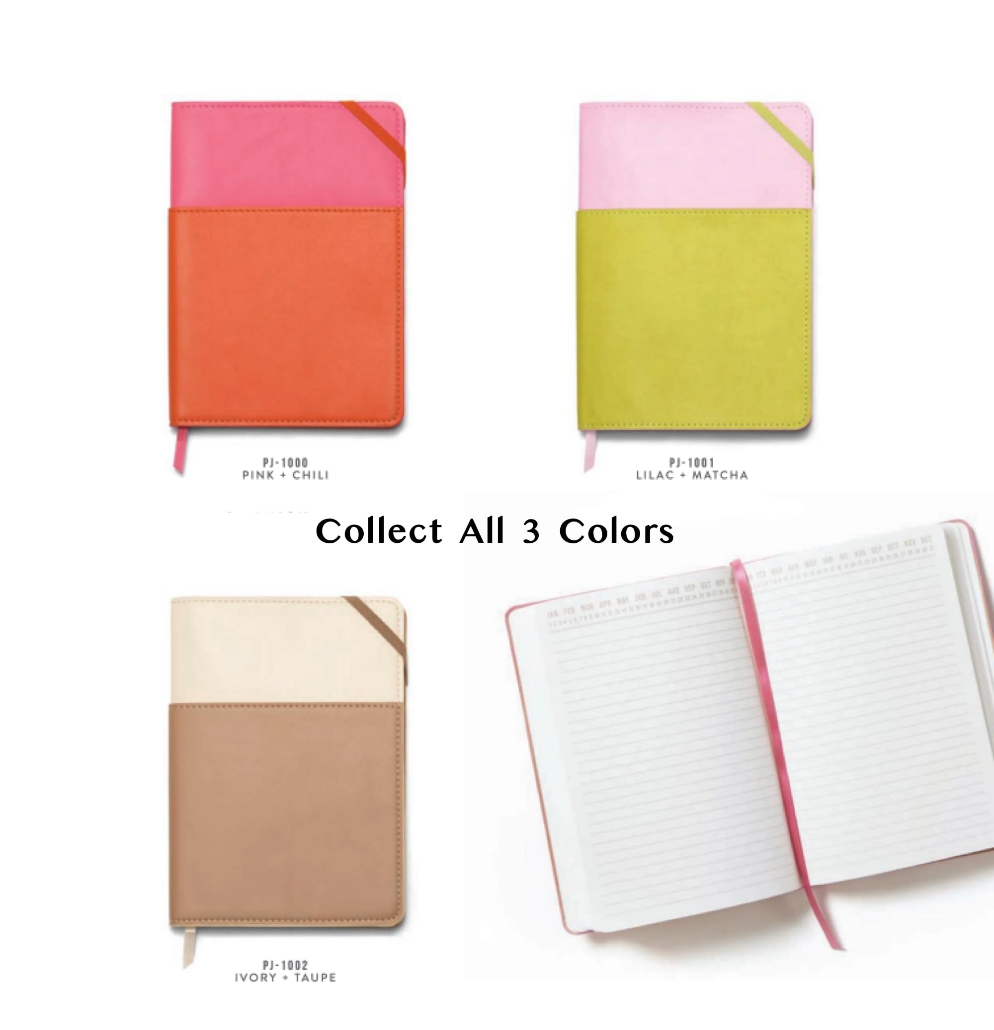 Vegan Leather Journal with Wrap-Around Pocket - 192 Lined Pages, 6