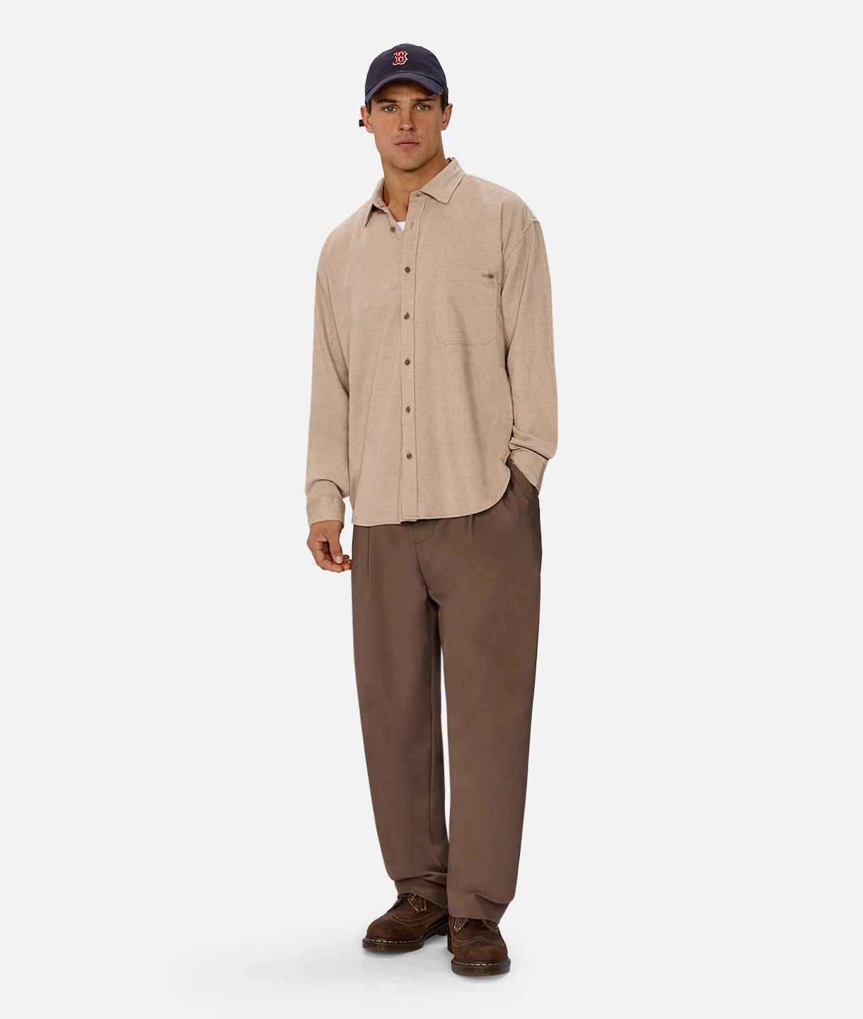 Premium Yorkshire Long Sleeve Shirt in Wheat Melange - Comfortable Casual Wear for Men | Perfect for Office, Outdoors & Everyday Use
