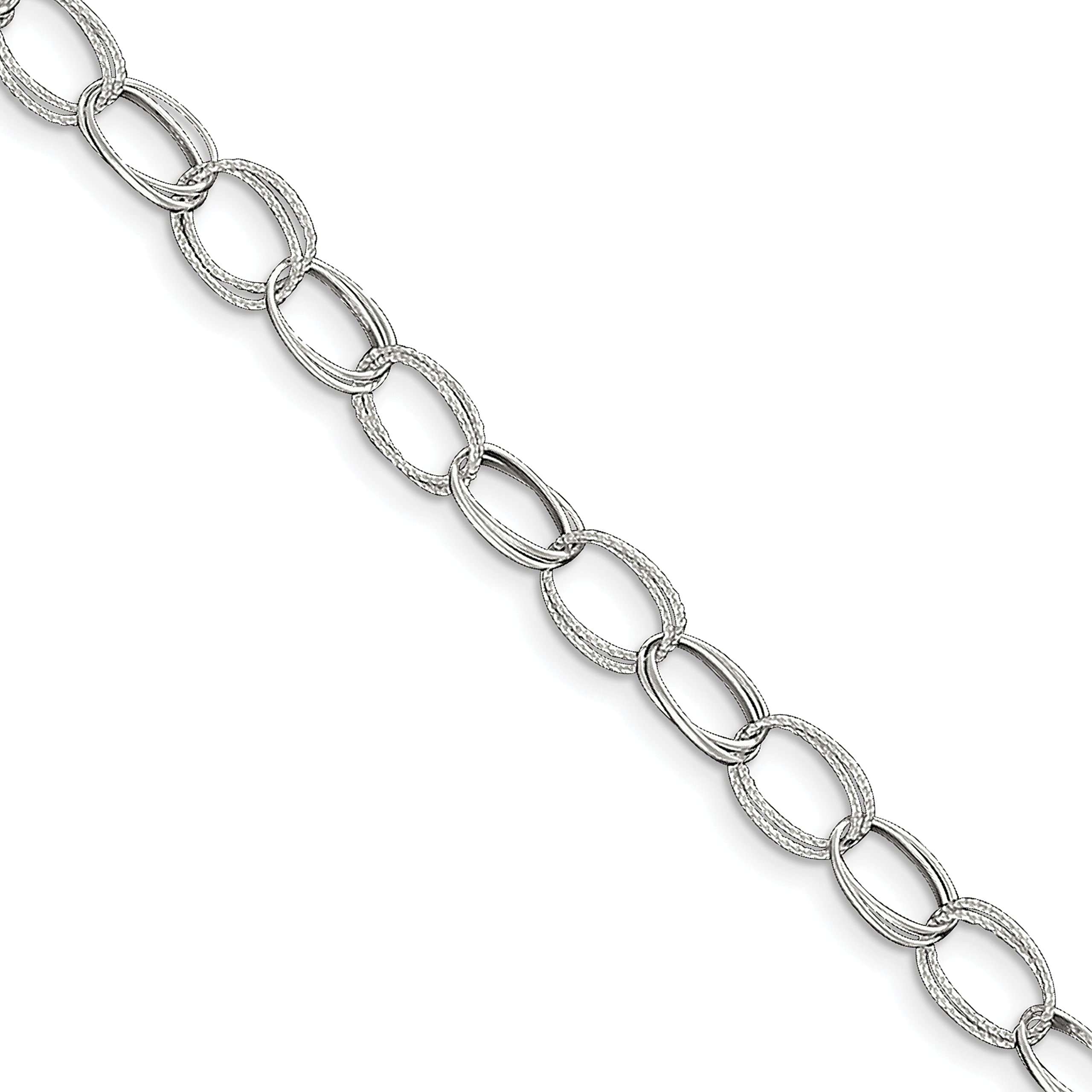 FindingKing Sterling Silver Fancy Link Anklet Chain Jewelry 10