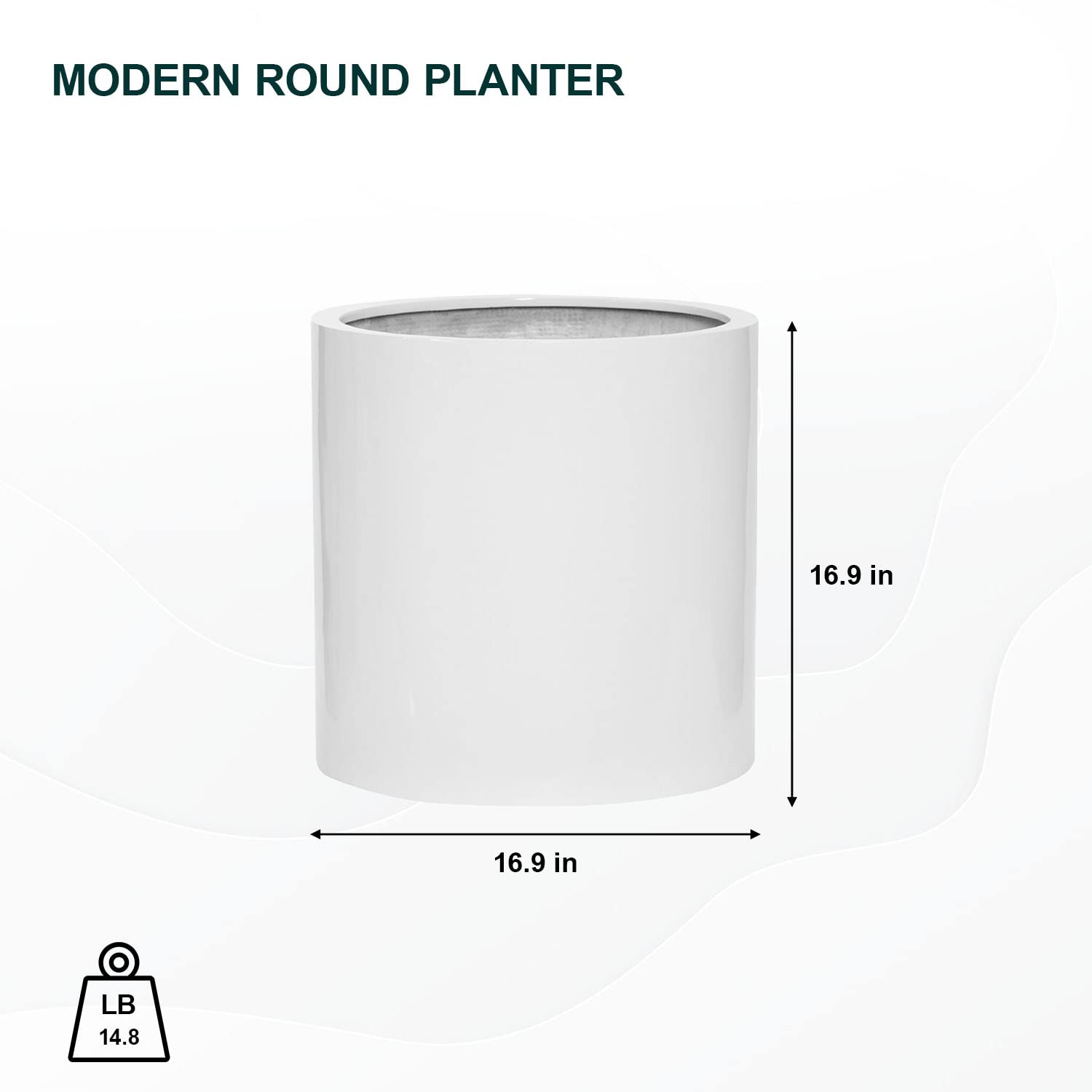 Elegant Glossy White Cylinder Flower Pot - 17