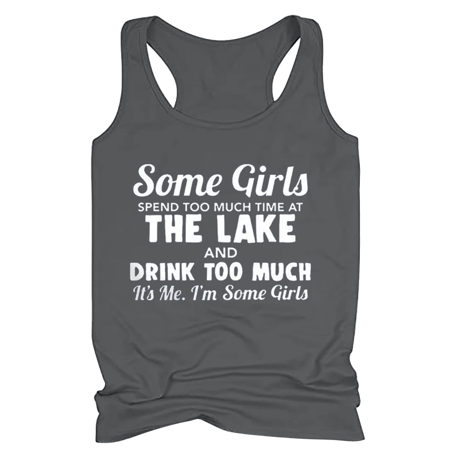 Sexy Sleeveless Y2K Graphic Racerback Tank Top for Women - Drunk Girls Letter Print Slim Tunic Vest - Trendy Longline Tops for Clubbing, Parties & Summer Outfits