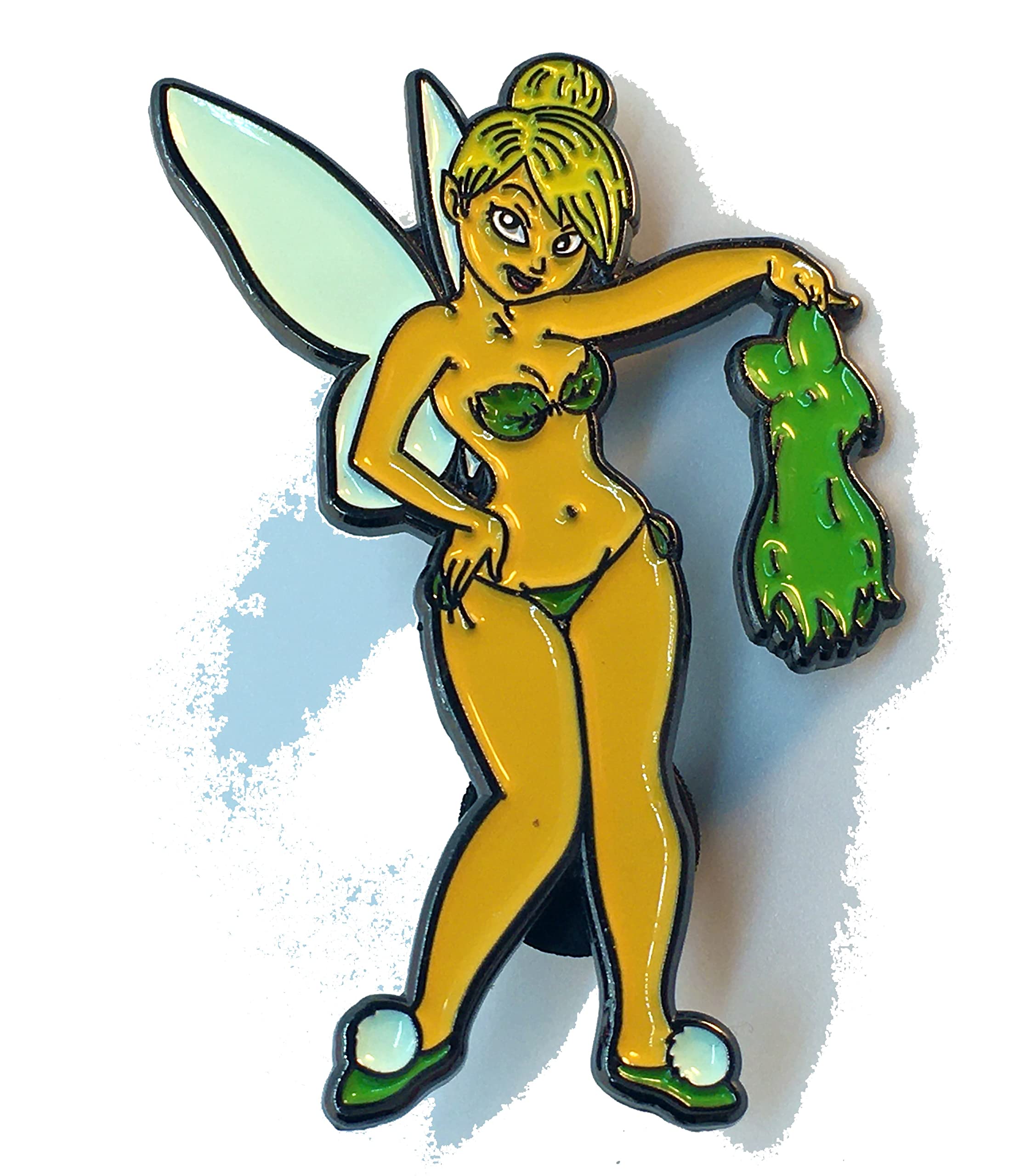 Sexy Strip Pixie Fairy Tinkerbell Underwear - Psychedelic LSD Trippy Alloy Enamel Lapel Hat Pin for Deadhead Hippy - Funny Cartoon Accessory for Music Festivals, Rave Parties & Vintage Fashion