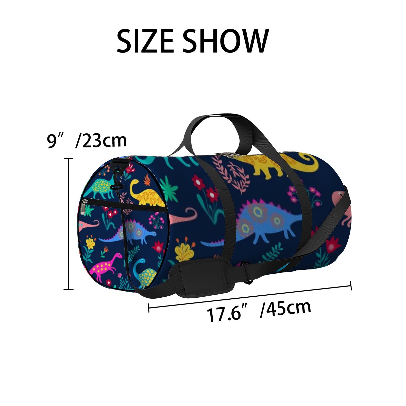 **Black Dinosaur Print Kids Sports Tote Bag - Waterproof Gym Backpack with Shoulder Strap & Side Pockets for Boys, Girls, Men & Women - Perfect for School, Travel, Sports & Storage**