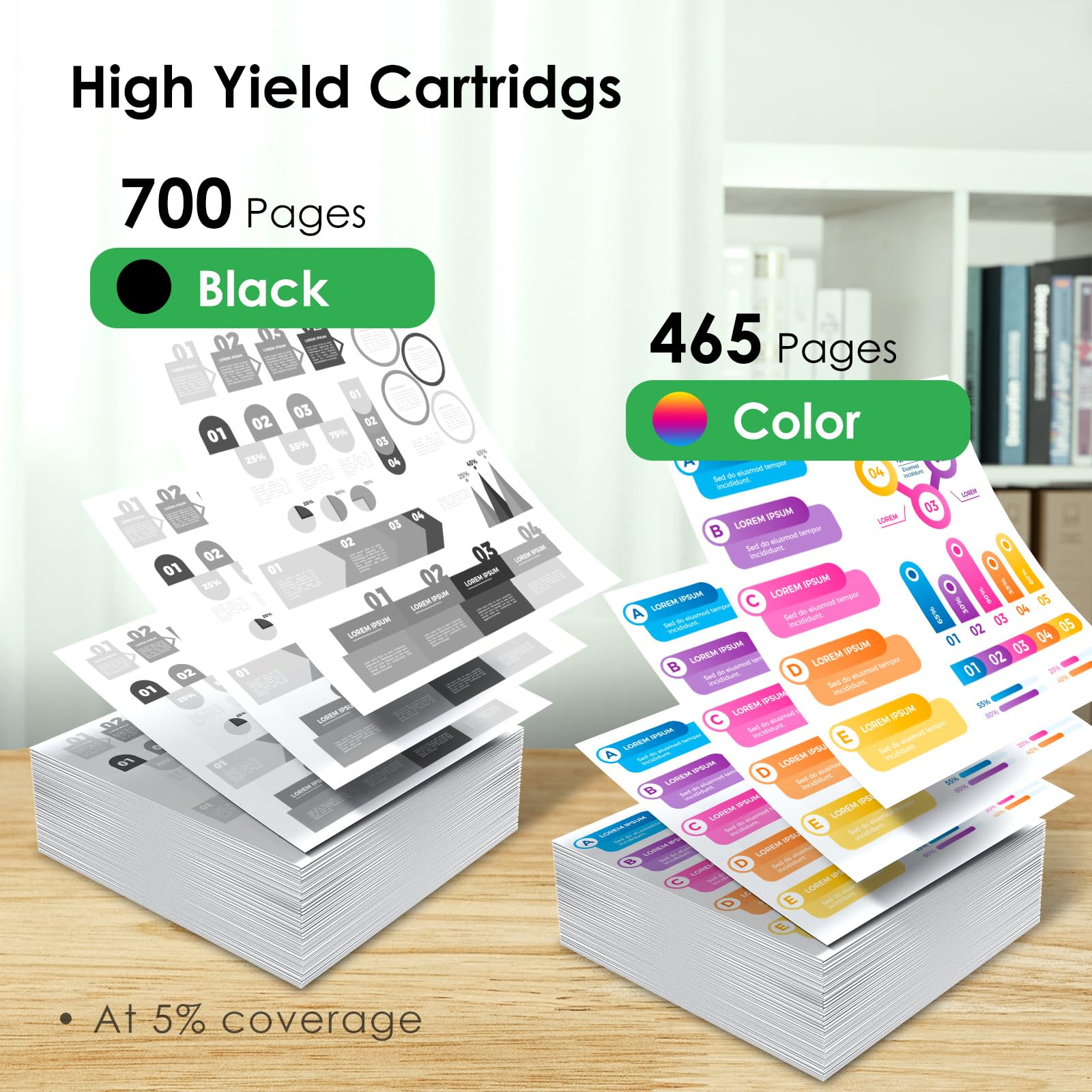 HP 64XL Ink Cartridge Combo Pack - Black & Color Replacement for HP Envy Photo 7855 7858 7155 7120 7800 6252 6255 7158 7100 & Tango Printer - High Yield Printing for Home Office, School Projects, and Photo Printing