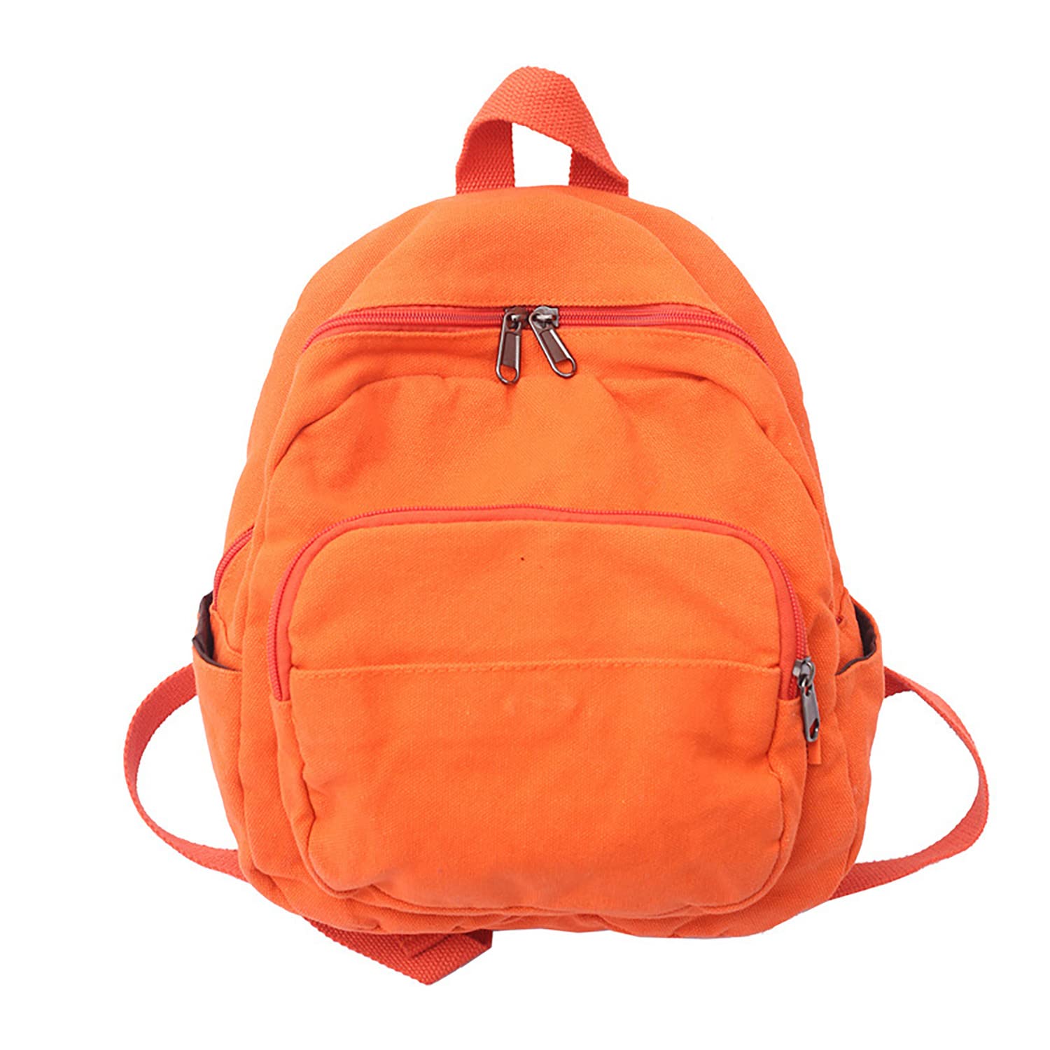 Mini Canvas Backpack - Small Travel Daypack for Women & Teens | Vintage Boho Hippie Style with Zipper | Lightweight & Durable | Perfect for School, Hiking, Festival & Daily Use (One Size, Orange)