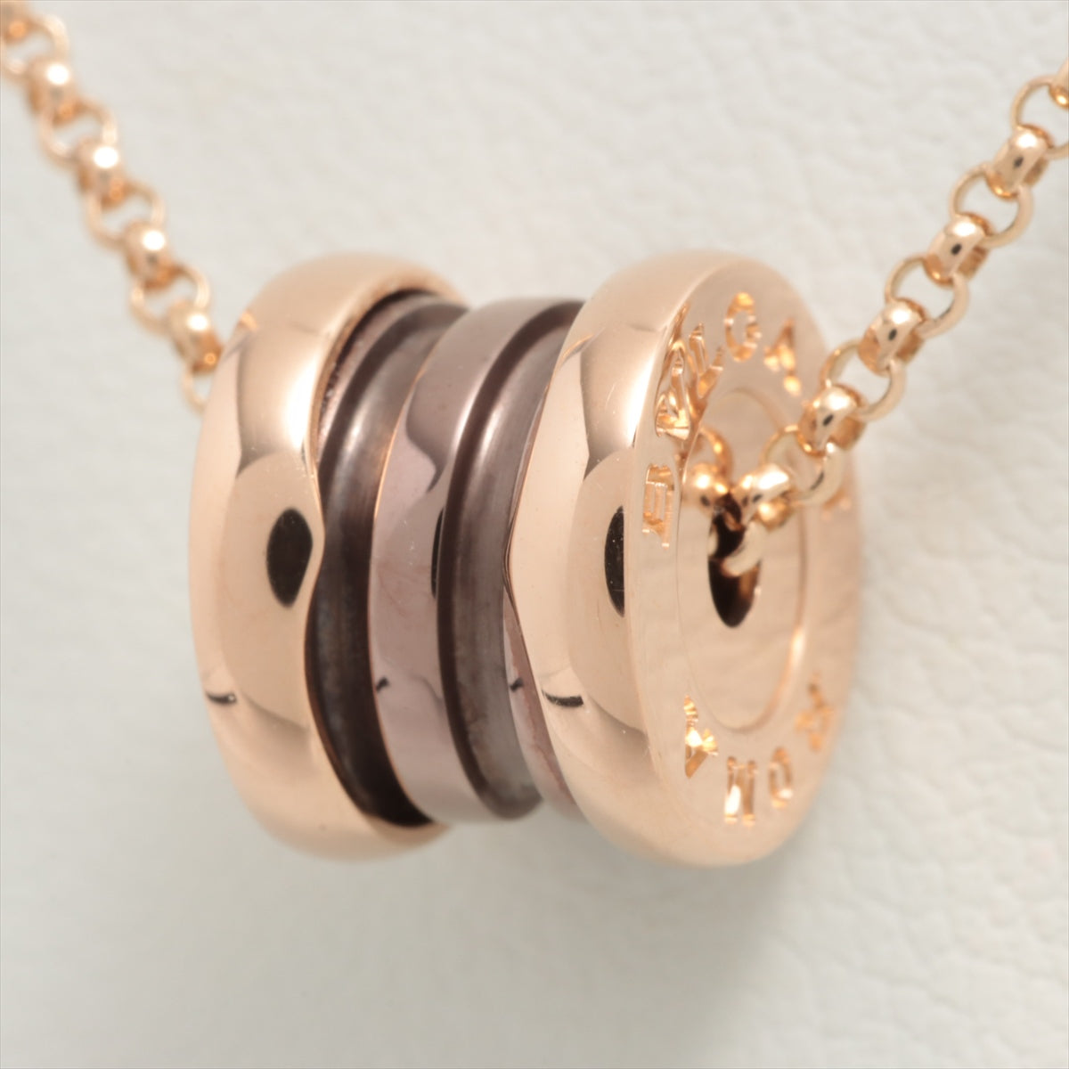 Bvlgari Mini B.Zero 1 Necklace in Bronze Rose Gold with Ceramic Accents - Elegant Jewelry for Women, Perfect for Parties, Weddings & Special Occasions