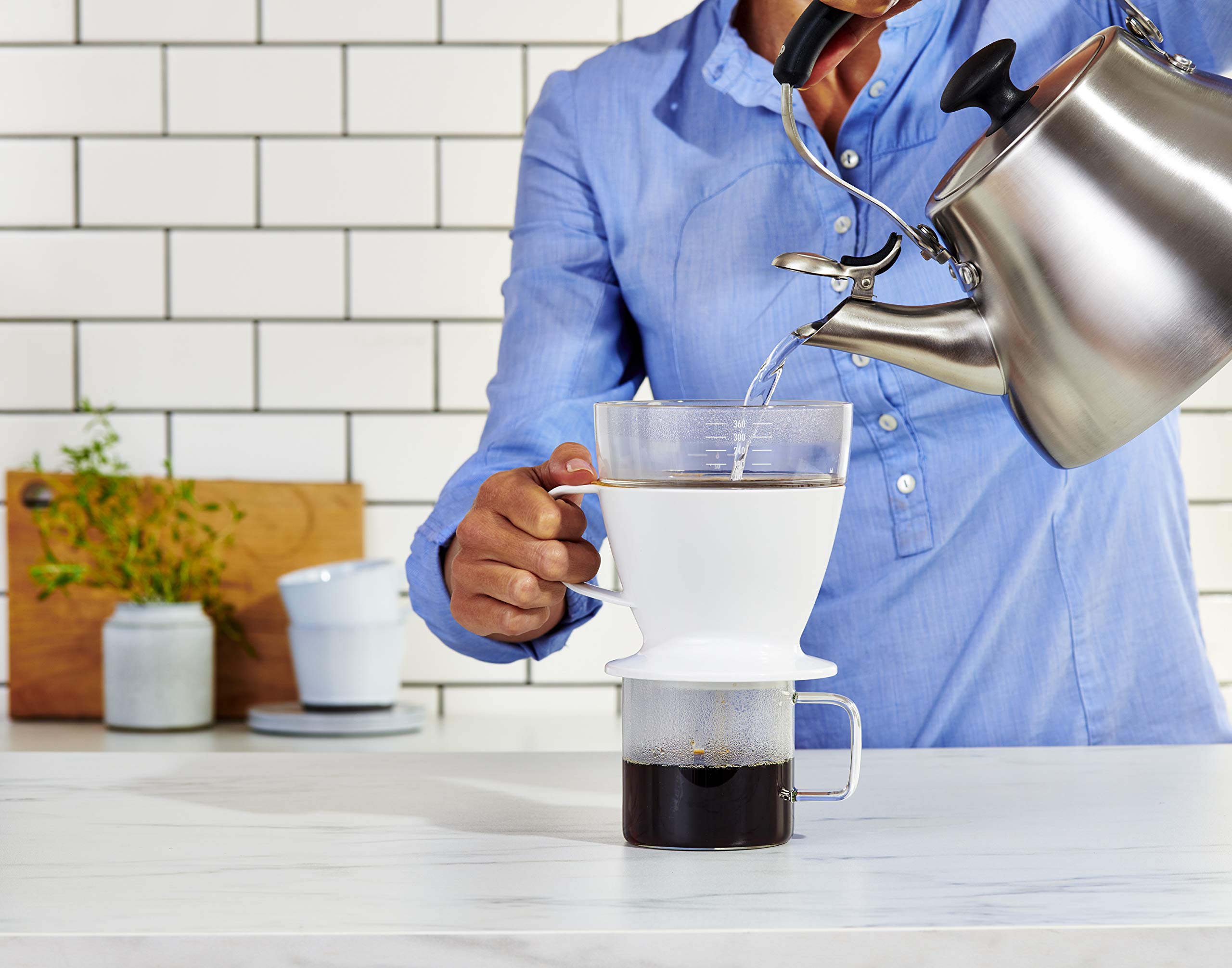 OXO Brew Single Serve Pour-Over Coffee Maker - 12 oz White Dripper for Home, Office & Travel | Perfect for Specialty Coffee Lovers & Minimalist Brewing
