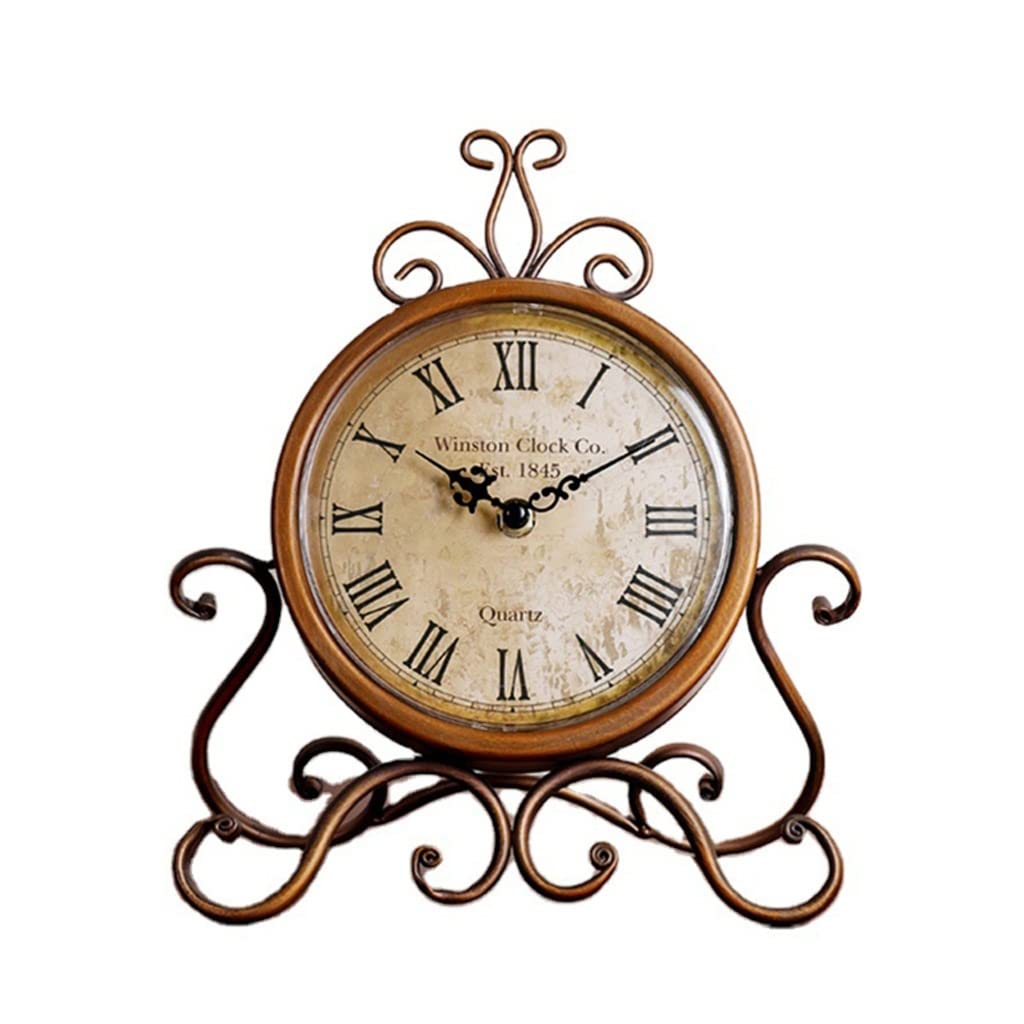 Vintage Retro Iron Silent Table Clock - Battery Operated Wall & Desk Clock for Home, Bedroom, Living Room, Office Decor | Perfect Gift for Housewarming, Anniversary & Christmas