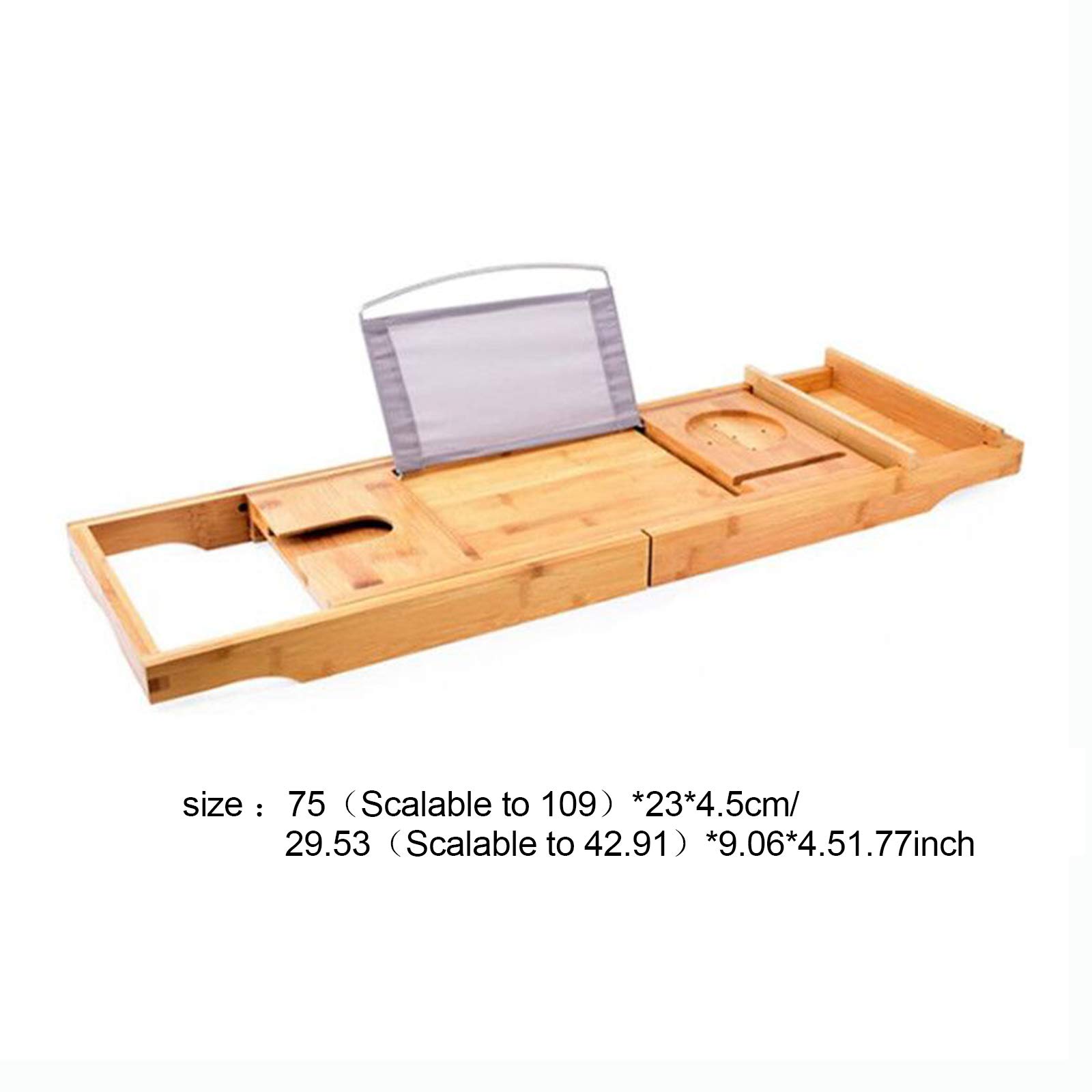 TBVECHI Bamboo Bathtub Tray with Tablet Holder - Retractable Bath Shelf for Spa Relaxation, Reading & Wine - Waterproof Bamboo Bathtub Caddy for Bathroom Storage & Organization
