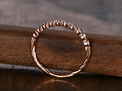 14K Rose Gold Diamond Wedding Ring - Half Eternity Band with Bezel Set Infinity Twist Design - Perfect for Anniversary, Engagement & Romantic Occasions
