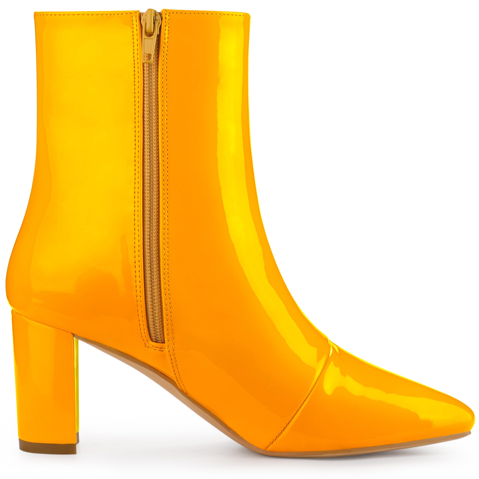 Allegra K Women's Chunky Heel Ankle Boots - Square Toe Side Zip Go-Go Boots for Casual Outfits & Night Out