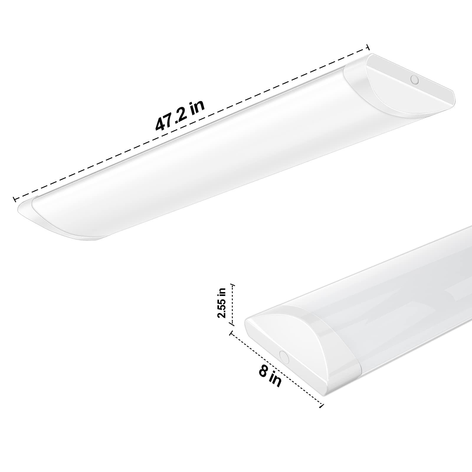 ANTLUX 4FT LED Wraparound Flush Mount Ceiling Light, 50W 5500LM Dimmable with 3 Color Temperatures, 48 Inch Energy Efficient LED Fixture for Kitchen, Laundry Room, Office, Garage and Basement Lighting - White