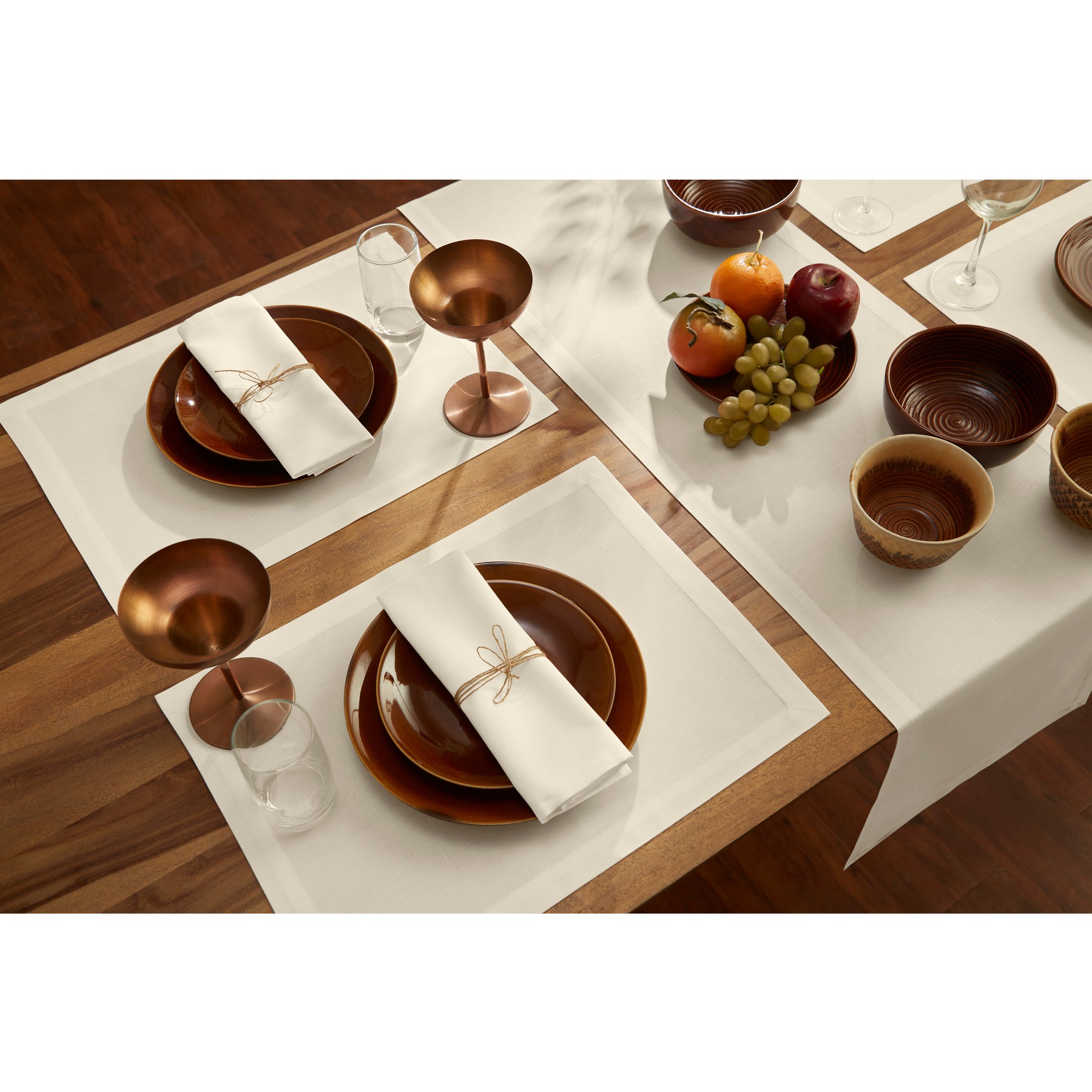 Premium Cotton Linen Placemats Set of 6 - Natural Woven Table Mats for Dining Room Decor - Elegant Place Settings for Dinner Parties & Everyday Use