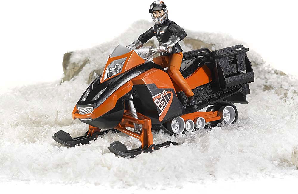 Bruder Snowmobile Toy with Driver Figure & Accessories - Realistic Ride-On Toy for Kids, Winter Adventure Play, Indoor & Outdoor Fun