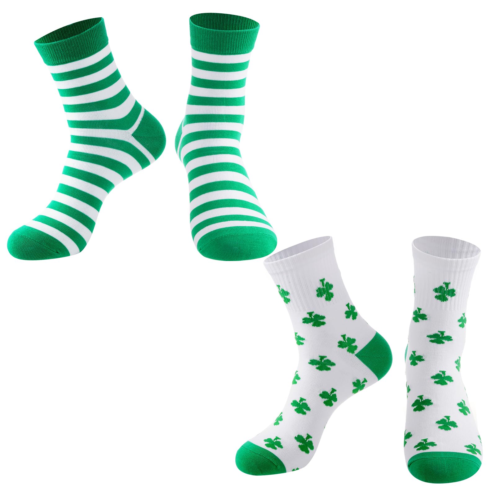 Baotongle 2 Pairs Men's Shamrock Socks - Soft Cotton Quarter Socks for St. Patrick's Day - Perfect for Irish-Themed Parties, Festivals & Casual Wear