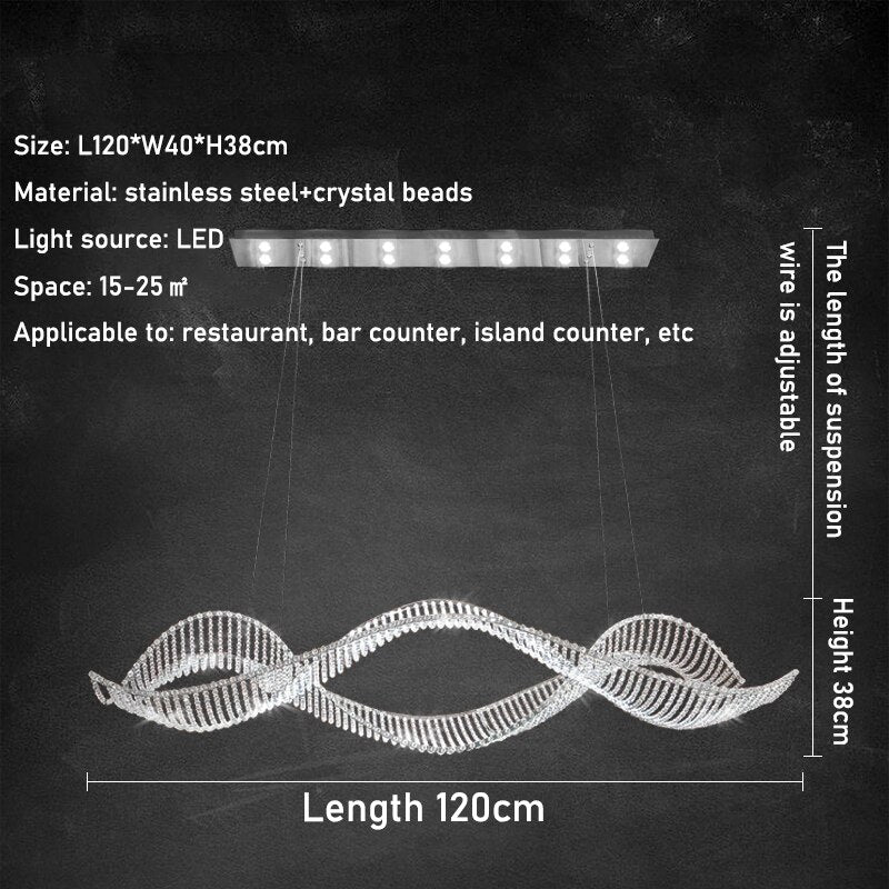 Crystal Swirl Chandelier Light Fixture - Elegant Ceiling Lighting for Dining Room, Bedroom & Living Room Decor