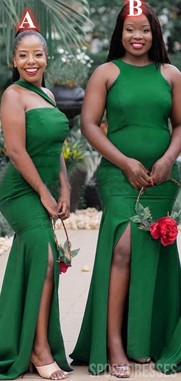 Elegant Dark Green Mermaid Bridesmaid Dresses with Side Slit - Perfect for Weddings, Prom & Formal Events | Style WG969
