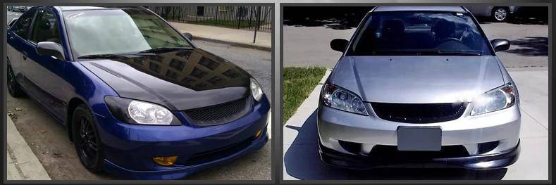 R Style Front Hood Grill Mesh for 2004-2005 Honda Civic Coupe/Sedan - Aggressive Look & Improved Airflow - Perfect for Car Enthusiasts & Street Racing