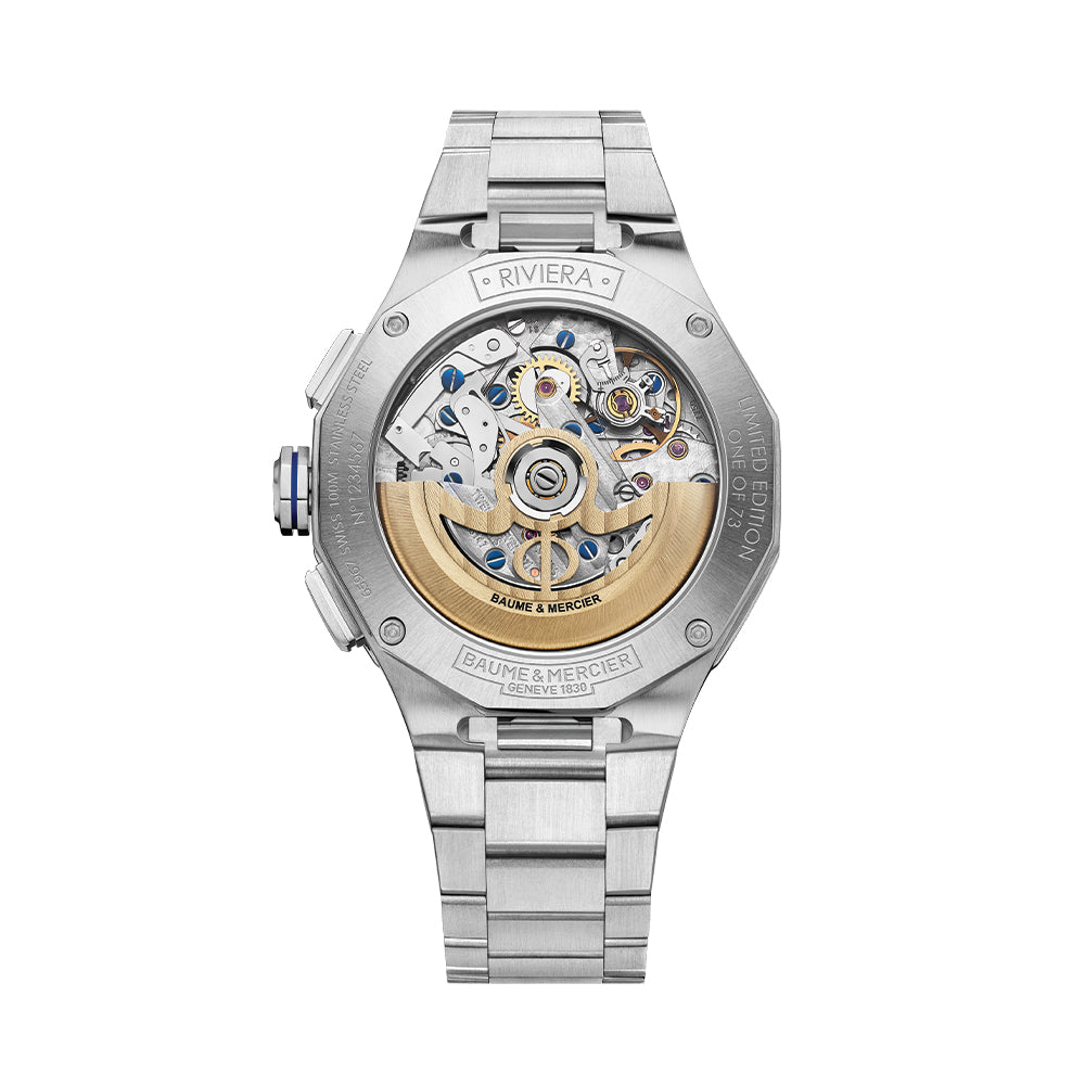 Riviera Automatic Chronograph Date Gilded Limited Edition 41mm Men's Watch with Stainless Steel Bracelet - Perfect for Luxury Fashion, Business Meetings & Special Occasions