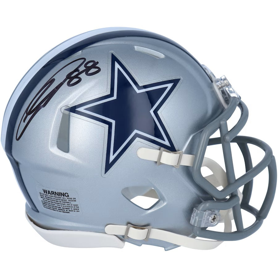 Authentic CeeDee Lamb Signed Dallas Cowboys Mini Speed Helmet - Limited Edition Collectible for Football Fans, Man Cave Decor, and Sports Memorabilia Display