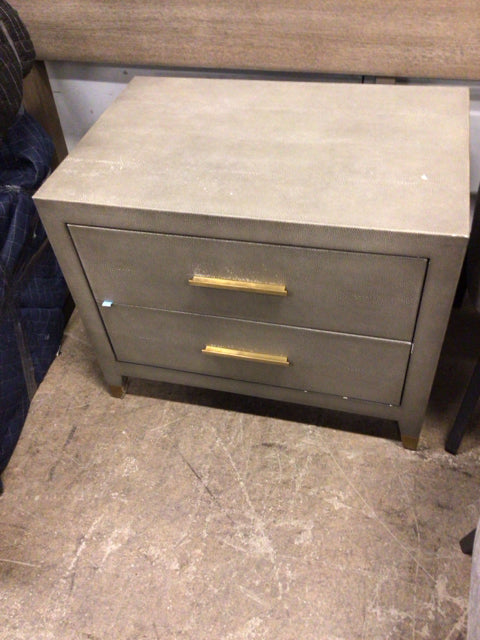 Vintage RH Shagreen Grey Two-Drawer Nightstand - Stylish Bedside Table for Bedroom, Living Room & Guest Room Decor
