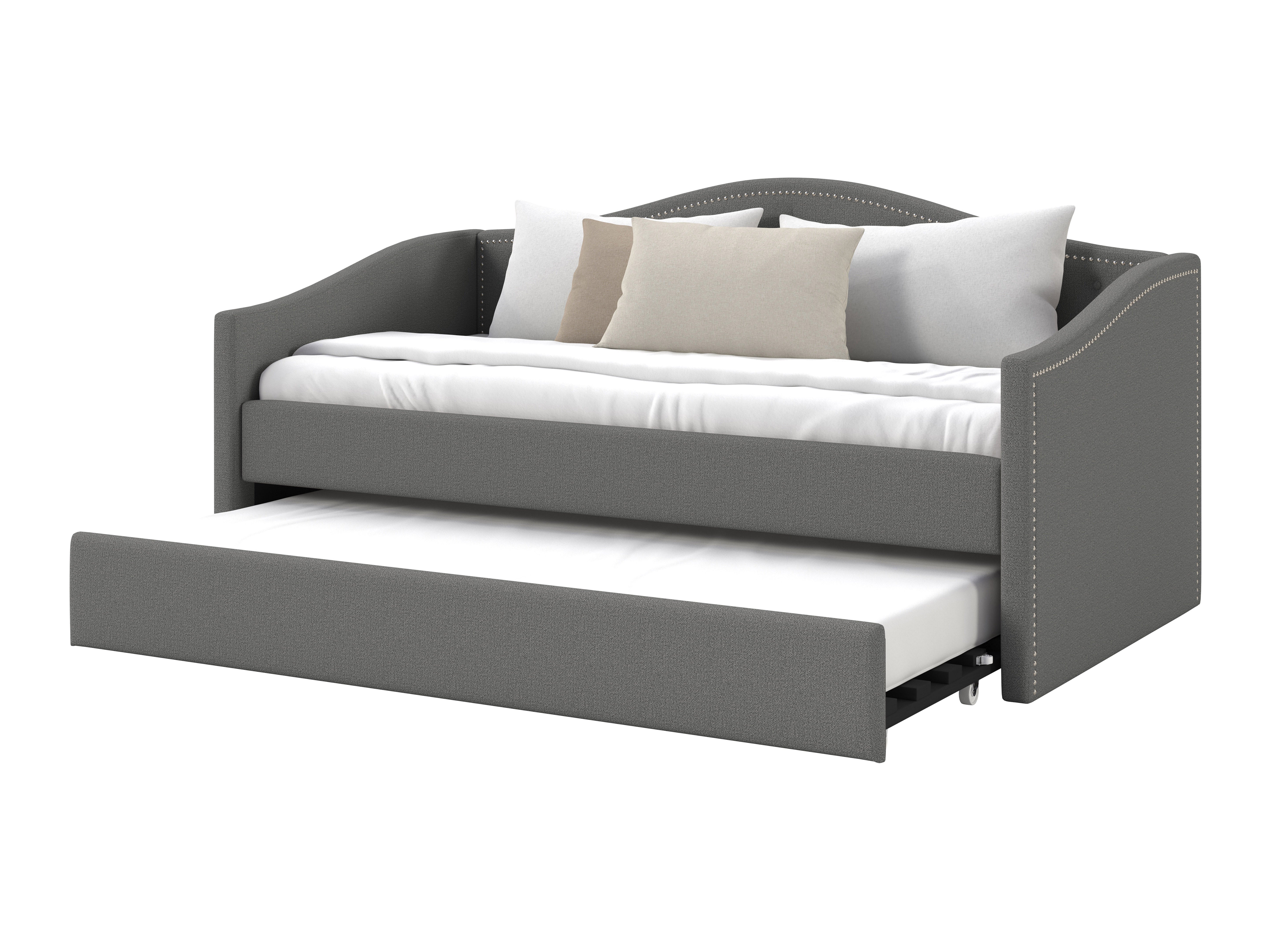 Twin Day Bed with Trundle - Space-Saving Modern Bed Frame for Guest Room, Kids Room & Small Spaces - Perfect for Sleepovers, Extra Storage & Compact Living