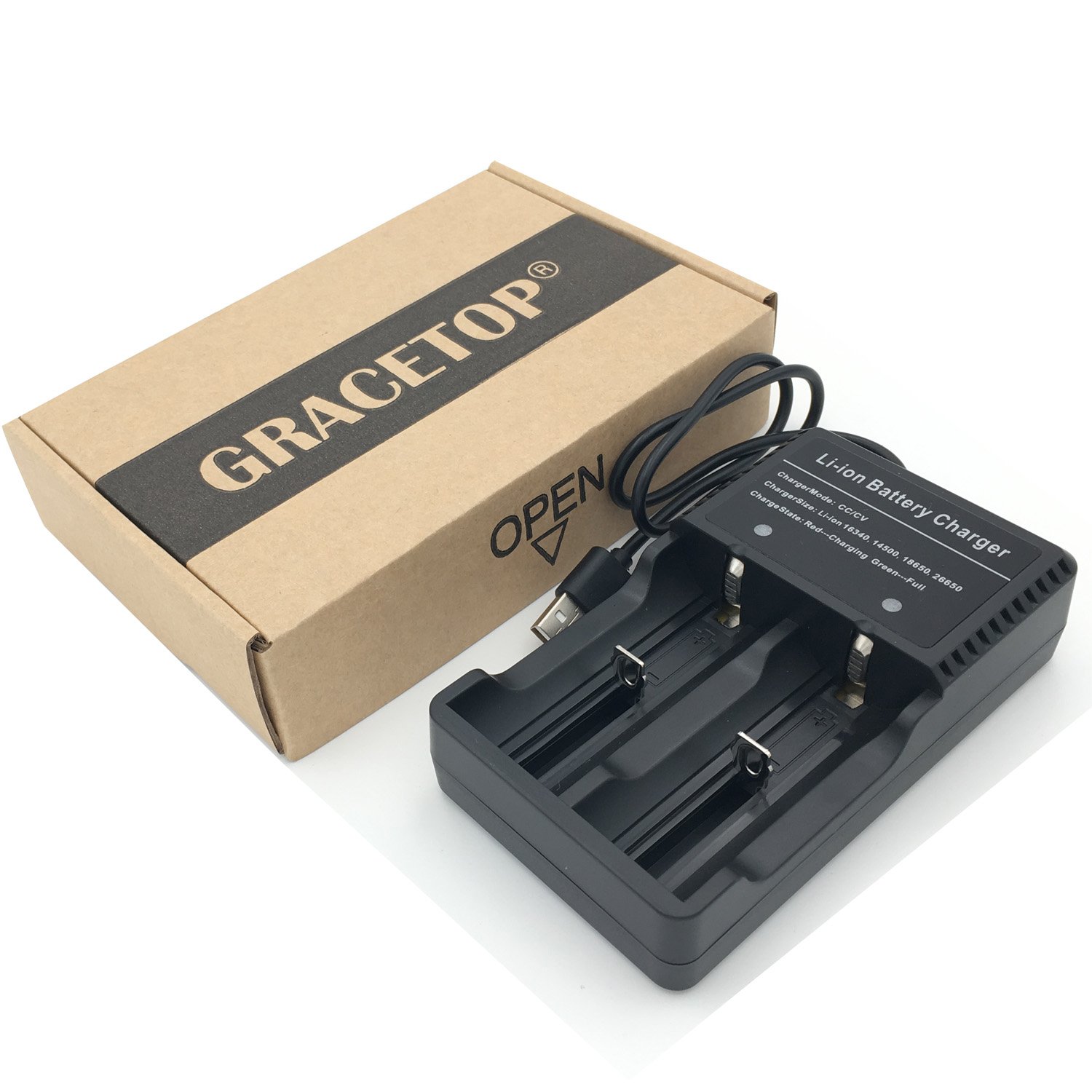 Universal 2-Bay Smart Fast Charger for 3.7V Lithium Batteries - 26650, 18650, 14500 Rechargeable Battery Charger (Batteries Not Included) - Perfect for Vape Mods, Flashlights, and Electronic Devices
