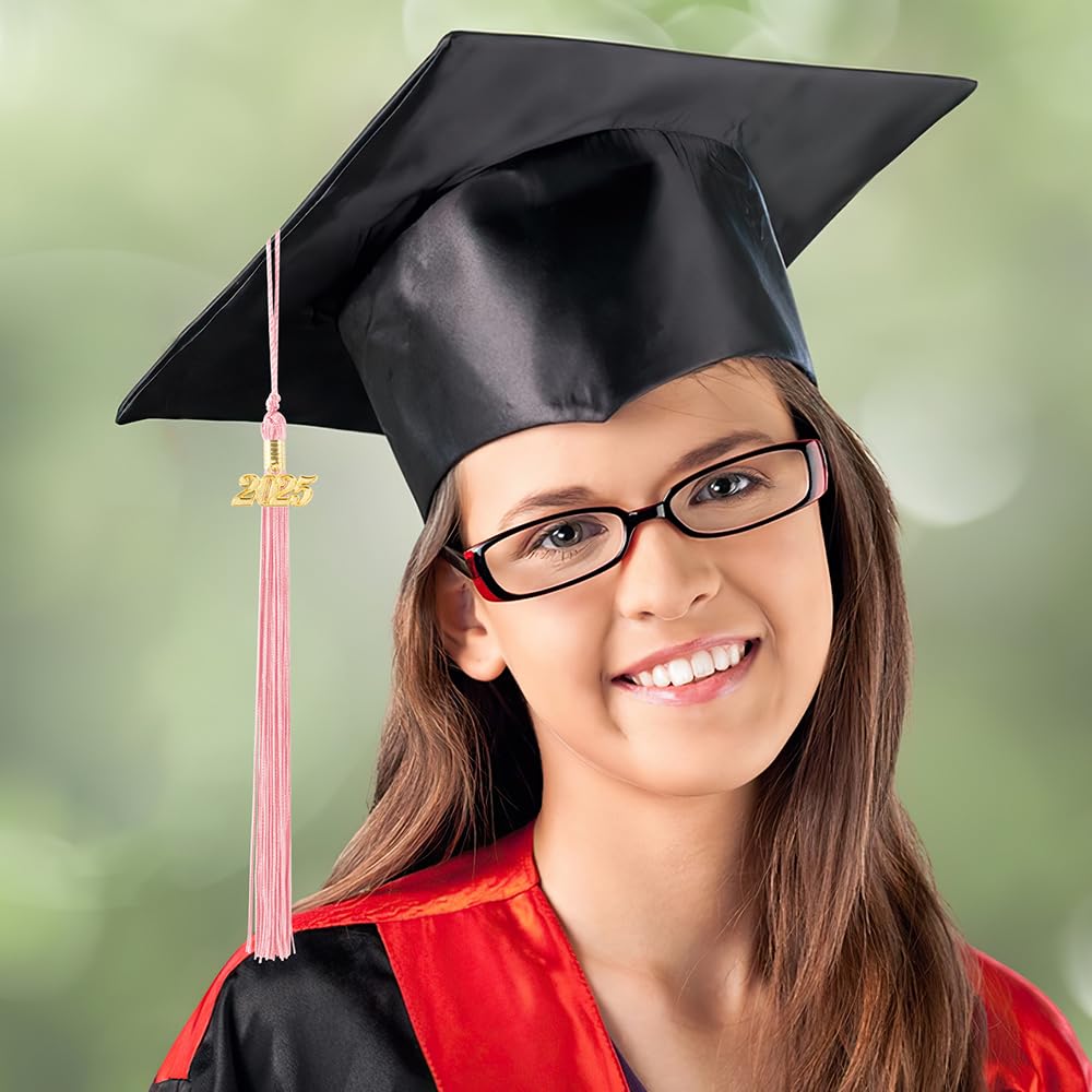 2025 Graduation Tassel - Pink Cap Tassel with Gold 2025 Year Charm for Graduation Ceremonies, High School & College Commencement Accessories - Perfect for Graduation Caps, Hats & Celebrations