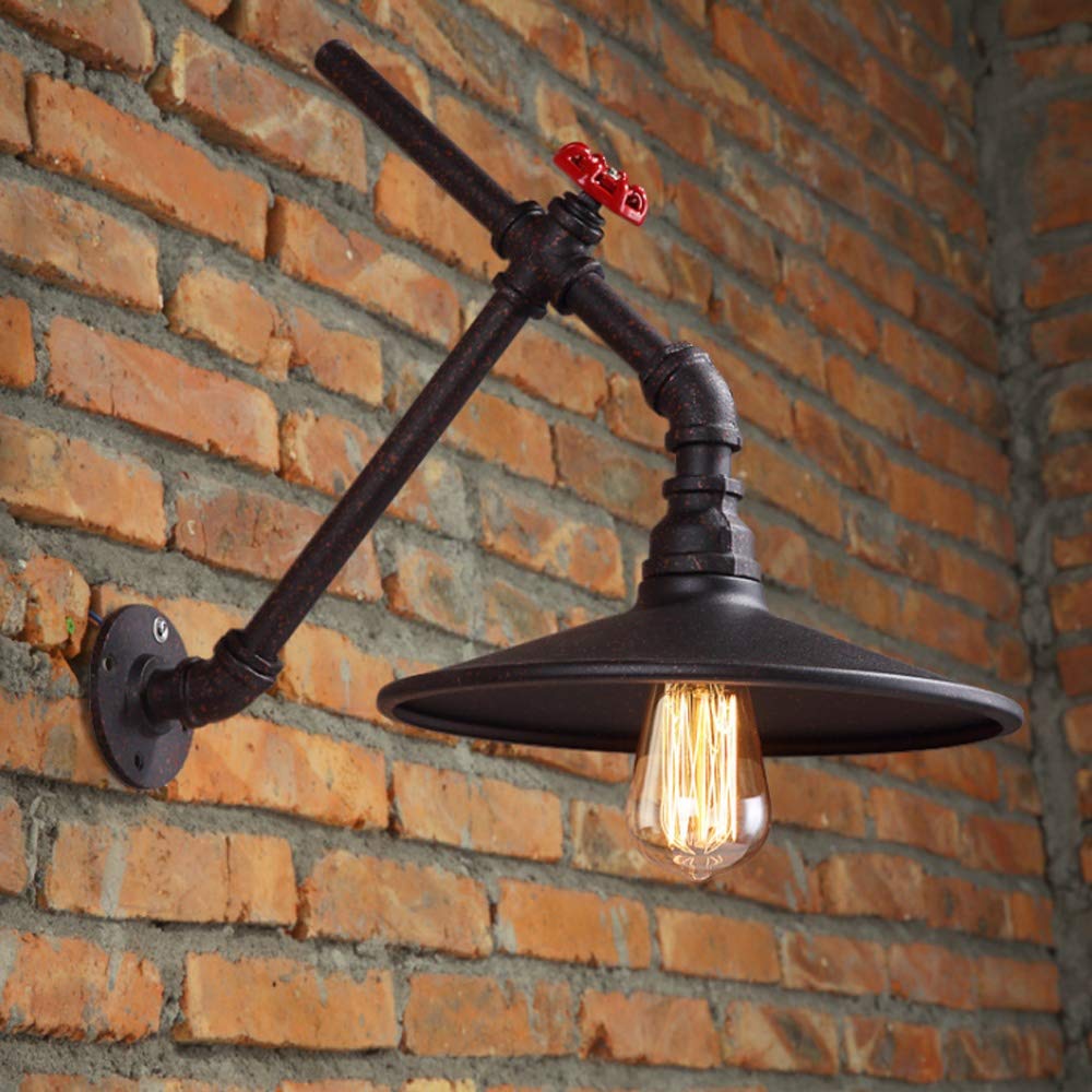 GRAWIT Industrial Pipe Wall Lamp - Vintage Loft Style Lighting for Bedroom, Staircase, Balcony, Bar & Kitchen - Perfect for Dining Room, Coffee Bar & Creating Beautiful Ambiance
