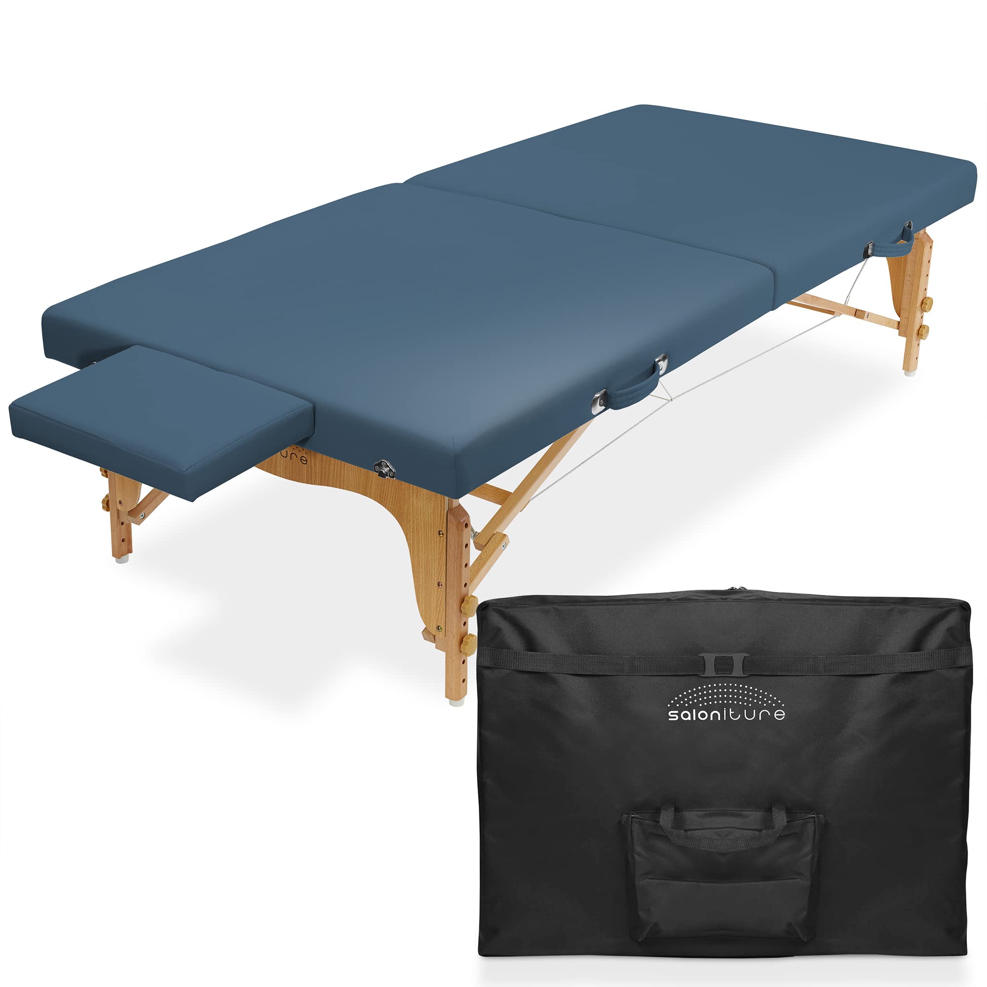 Portable Physical Therapy Massage Table - Low Profile Stretching Treatment Mat Platform for Home & Salon Use - Blue - Ideal for Chiropractic, Yoga, and Rehab Sessions