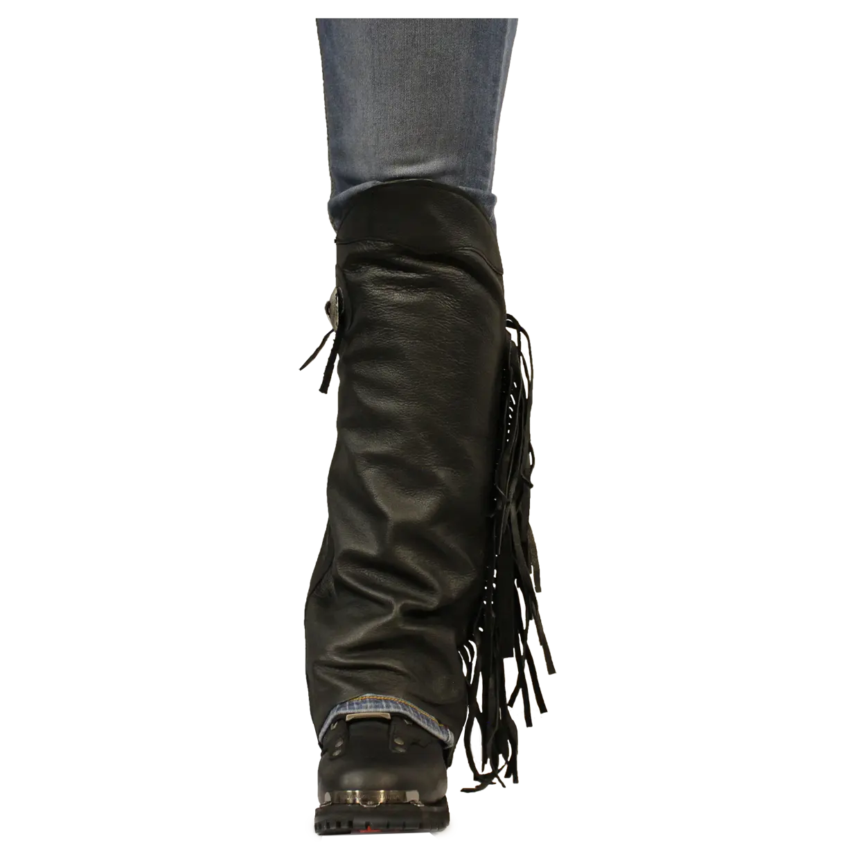 Open Road Women's Side Fringe Leather Half Chaps - Equestrian Riding Boots for Horseback Riding & Western Fashion