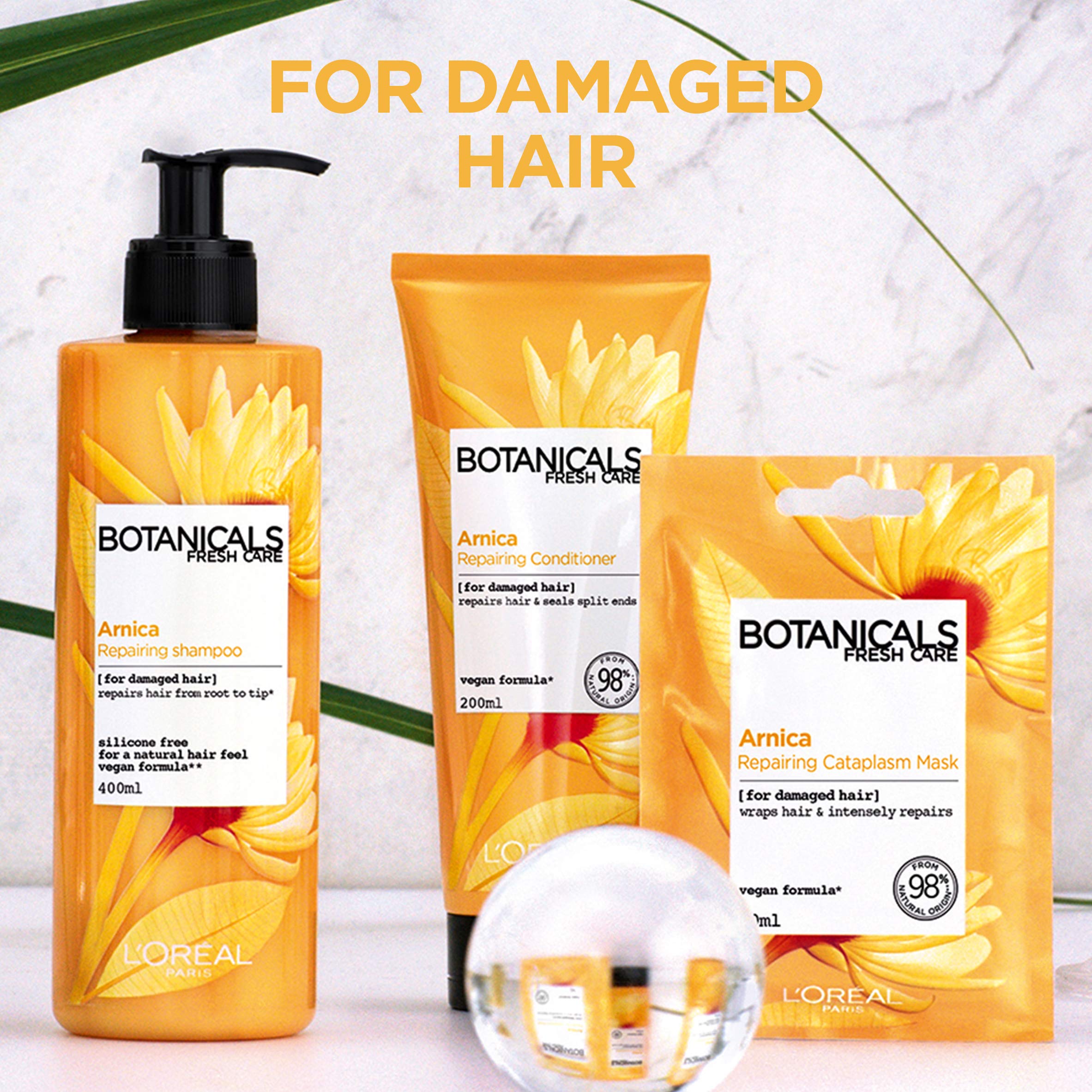 L'Oreal Botanicals Arnica Vegan Hair Conditioner for Damaged Hair Repair - 200ml | Deep Moisturizing Treatment for Dry, Frizzy & Color-Treated Hair | Salon-Quality Vegan Hair Care