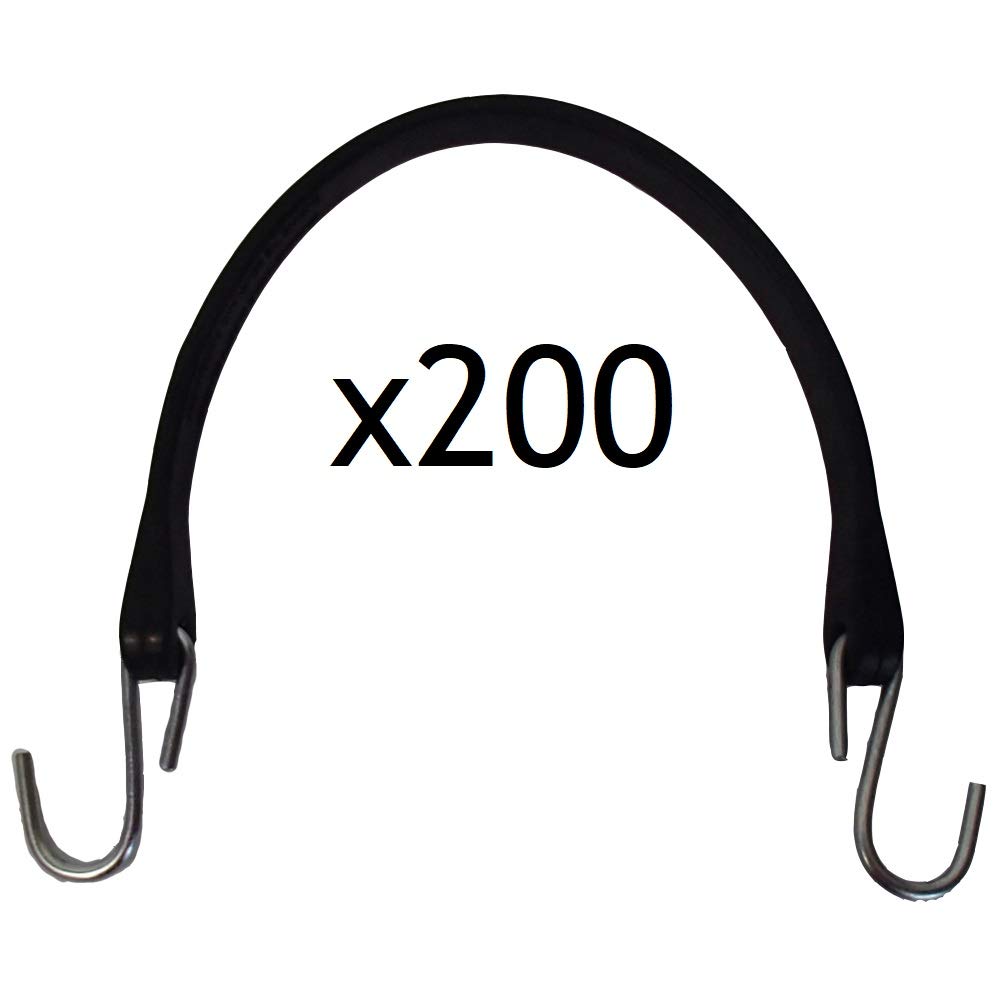 Stevens Lake 200-Piece Heavy Duty 15-Inch Natural Rubber Tarp Straps with Hooks - Bungee Cords for Truck, Boat, Camping & Outdoor Gear Securing