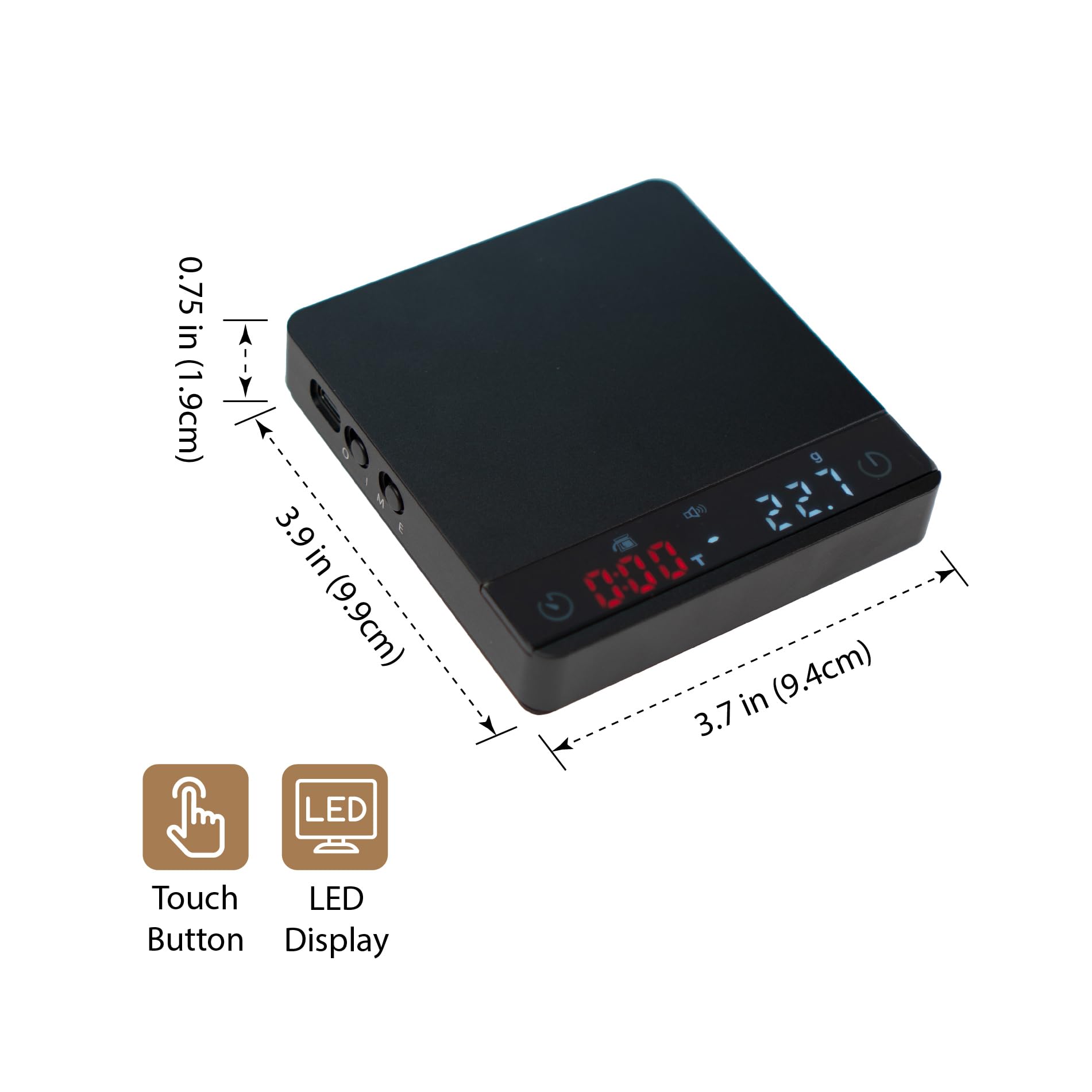 Premium Nano Pro Coffee Scale with Timer - Digital Espresso Scale with Auto Tare Function, Aluminum Alloy Body & Touch Sensor - Includes Silicone Cover (Black) - Perfect for Home Baristas, Coffee Shops & Professional Brewing