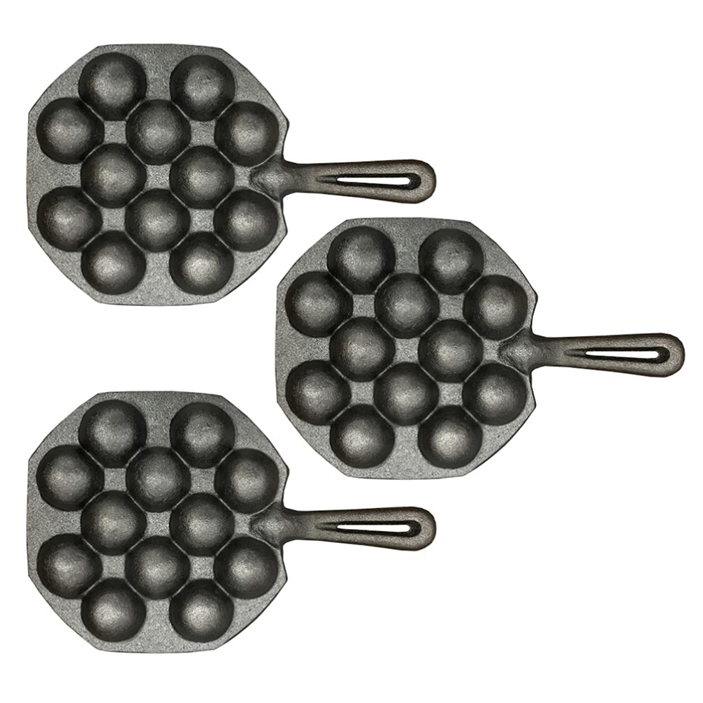 HEMOTON 3-Piece Nonstick Takoyaki Pan Set - 12-Hole Octopus Ball Maker, Japanese Snack Mould with Baking Needles for Perfect Takoyaki, Mini Cake & Egg Puffs - Ideal for Home Cooking, Party Snacks & Japanese Cuisine Lovers