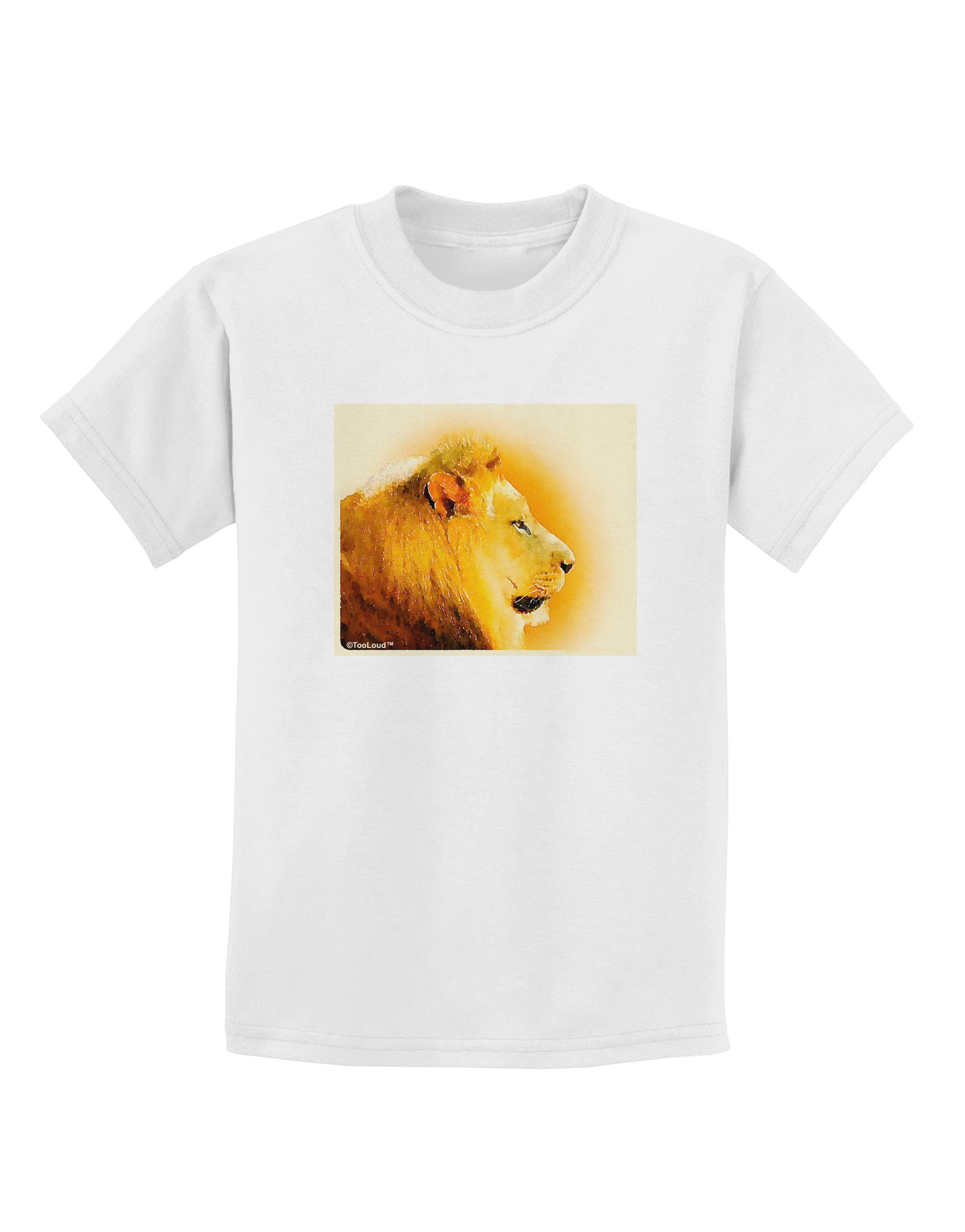 TooLoud Lion Watercolor Kids T-Shirt - Soft Cotton Graphic Tee for Boys & Girls - Perfect for Playdates, School & Family Outings