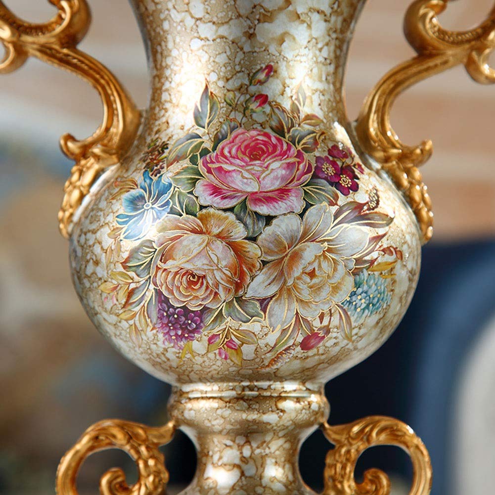 Elegant Large Flower Vases for Table Centerpiece - European Retro Tall Resin Vase (8.66×12×6.1in, Beige) - Perfect for Kitchen, Dining Room, Living Room & Bedroom Decor | Home Decor, Wedding Centerpiece, Gift Idea